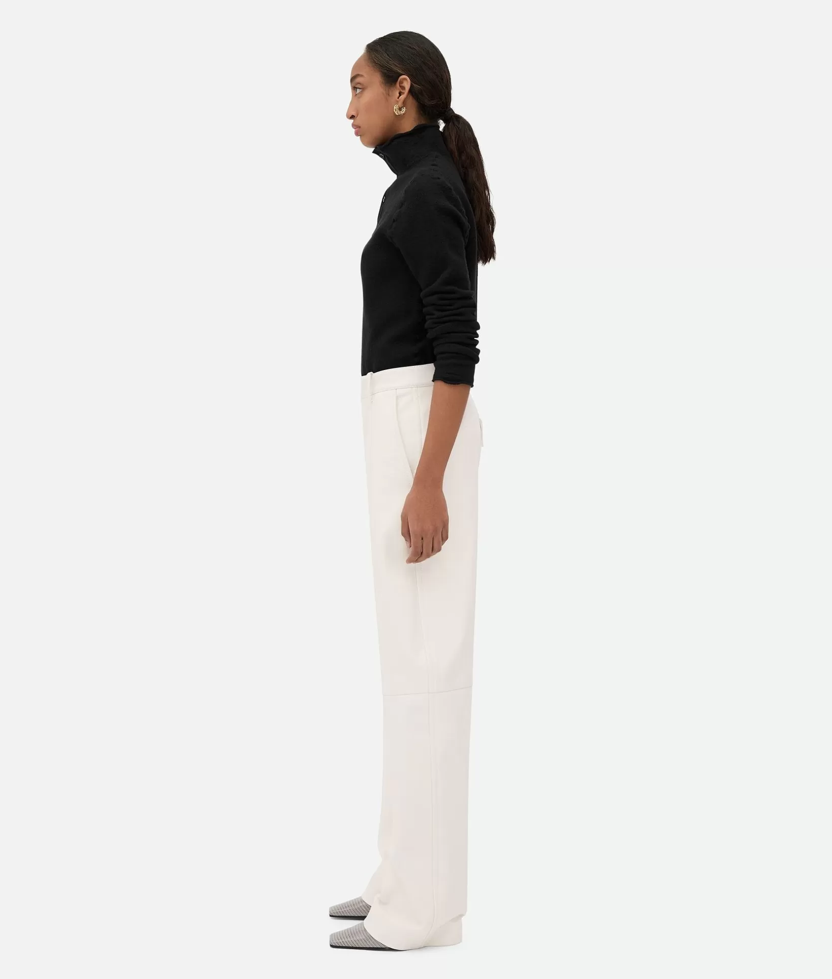 Trousers And Shorts | Leather>Bottega Veneta Leather Rounded Leg Trousers Dove