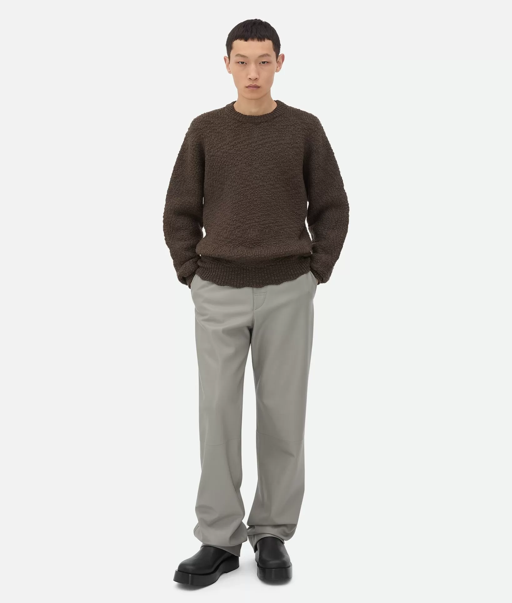 Trousers And Shorts | Leather>Bottega Veneta Leather Wide Leg Trousers Seal