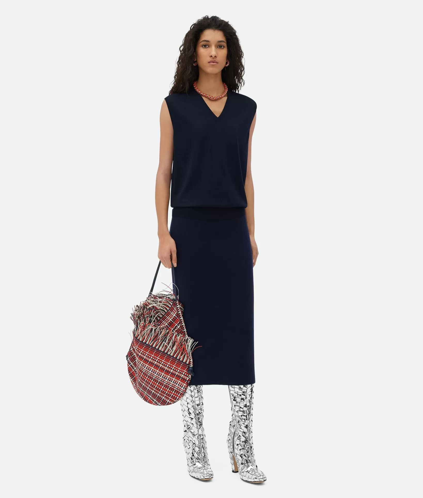 Skirts>Bottega Veneta Light Cashmere Skirt Navy