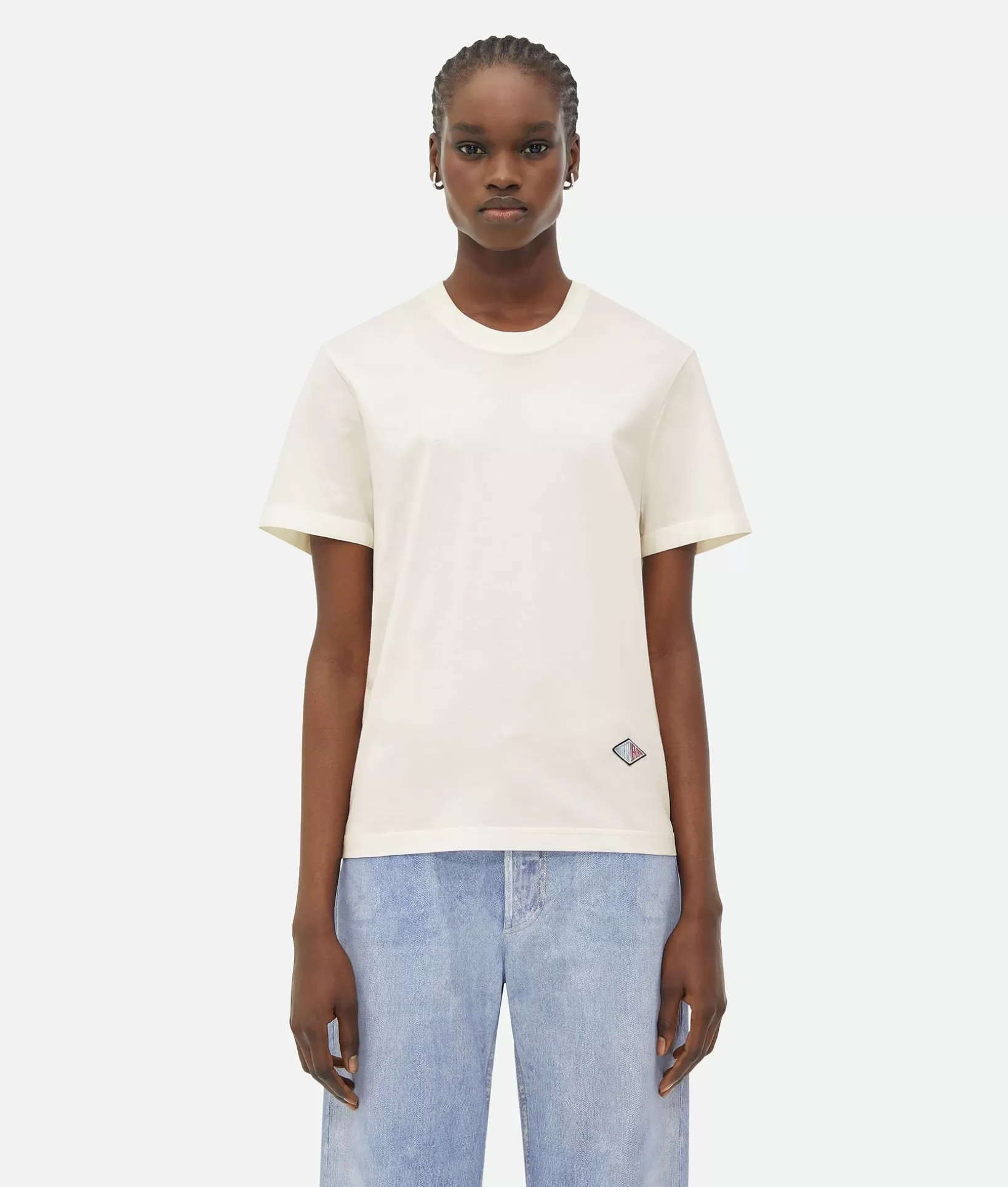 Tops And T-Shirts>Bottega Veneta Light Cotton Jersey T-Shirt Chalk