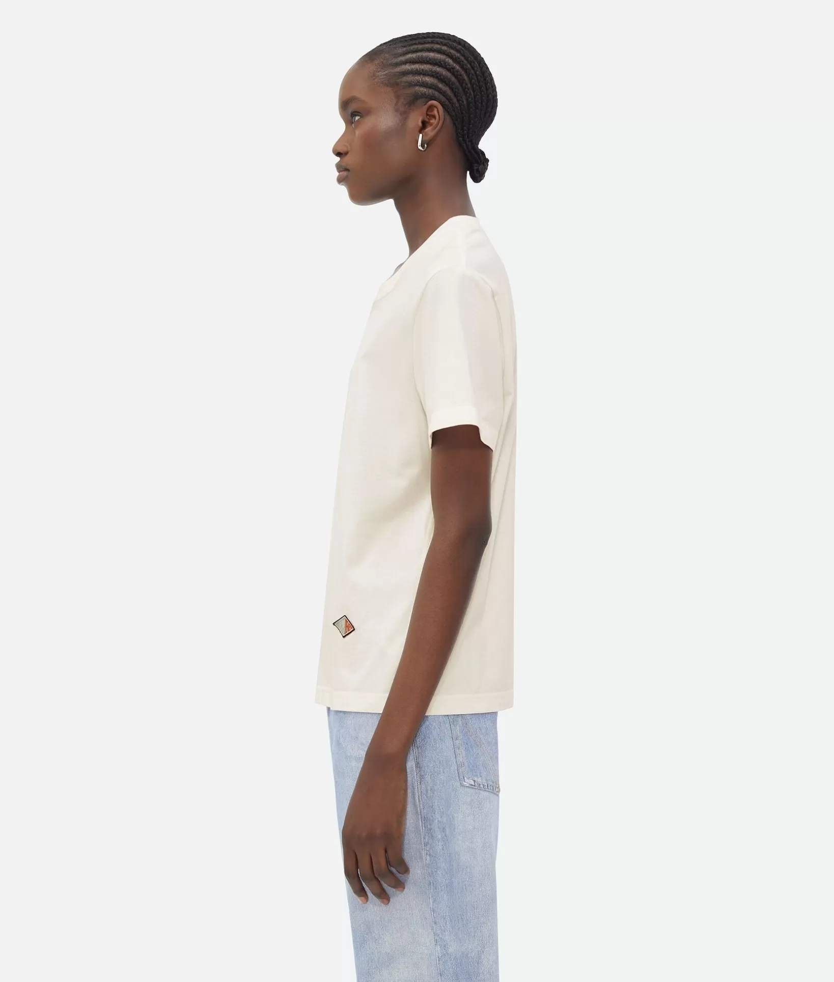 Tops And T-Shirts>Bottega Veneta Light Cotton Jersey T-Shirt Chalk