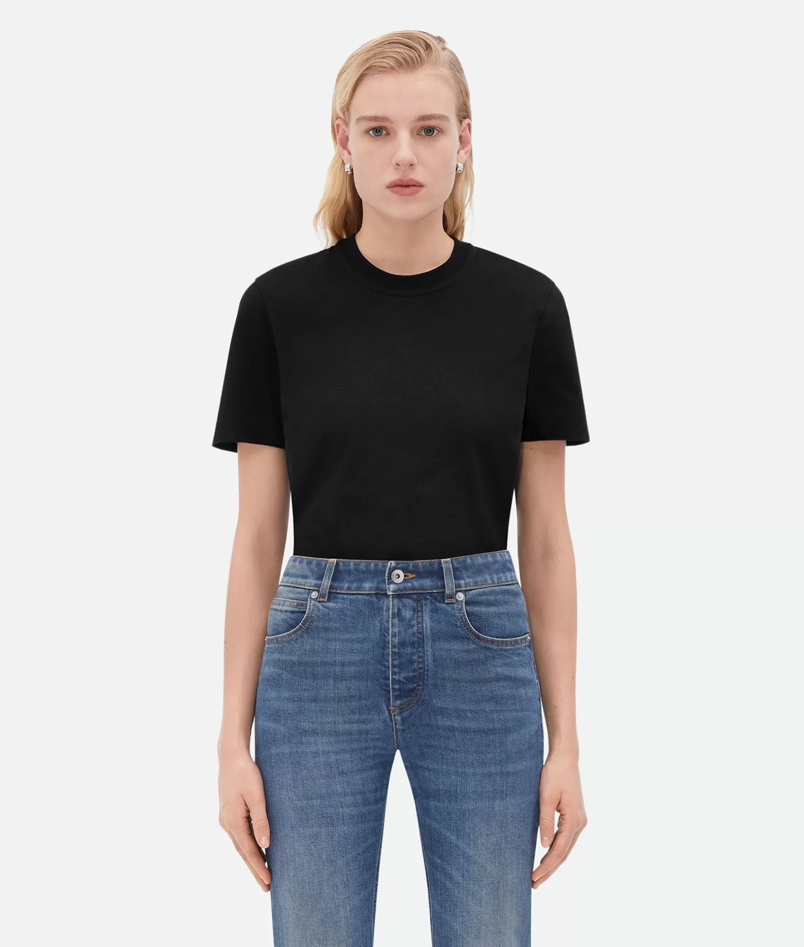 Tops And T-Shirts>Bottega Veneta Light Cotton T-Shirt Black