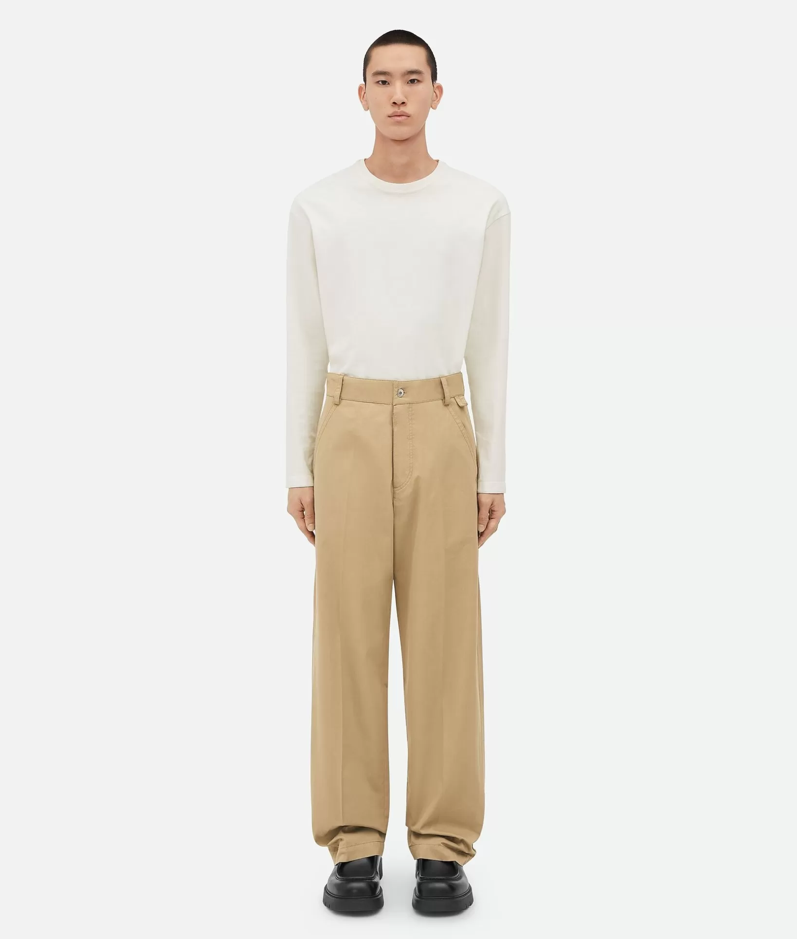 Trousers And Shorts>Bottega Veneta Light Cotton Twill Cargo Trousers Desert taupe