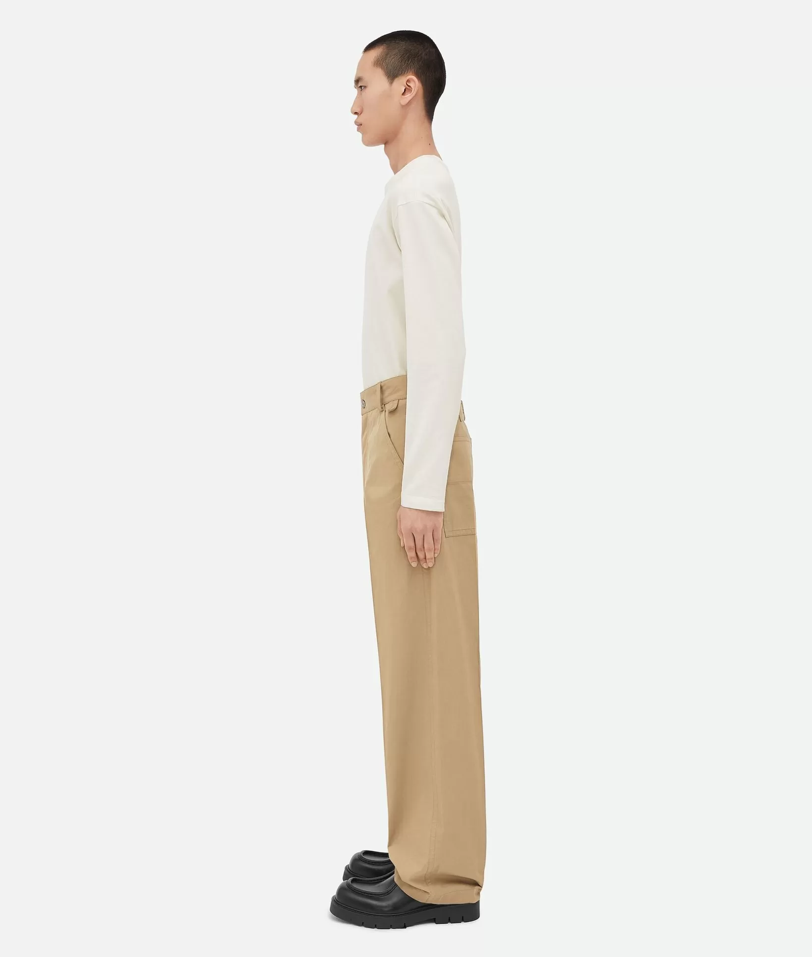 Trousers And Shorts>Bottega Veneta Light Cotton Twill Cargo Trousers Desert taupe