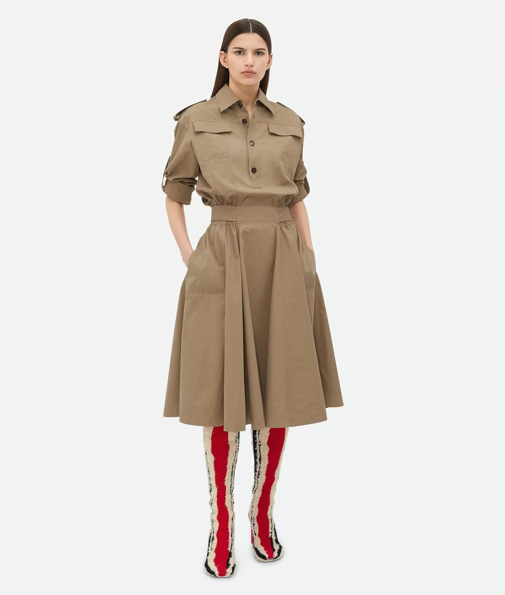 Dresses>Bottega Veneta Light Cotton Twill Dress Desert taupe