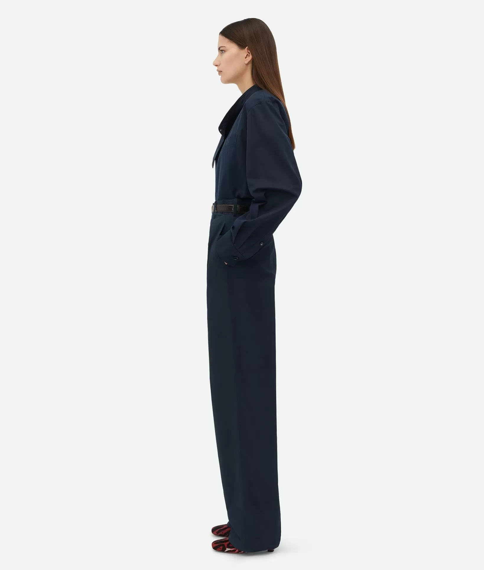 Trousers And Shorts>Bottega Veneta Light Cotton Twill Tapered Trousers Midnight blue