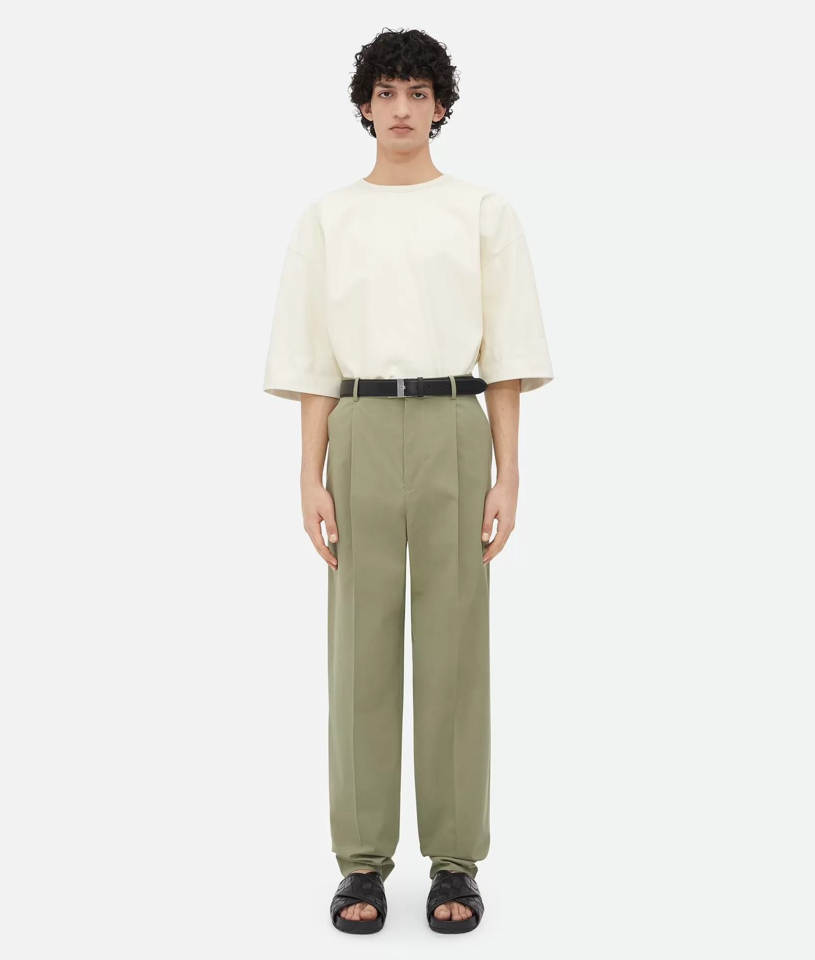 Trousers And Shorts>Bottega Veneta Light Cotton Twill Trousers Juniper