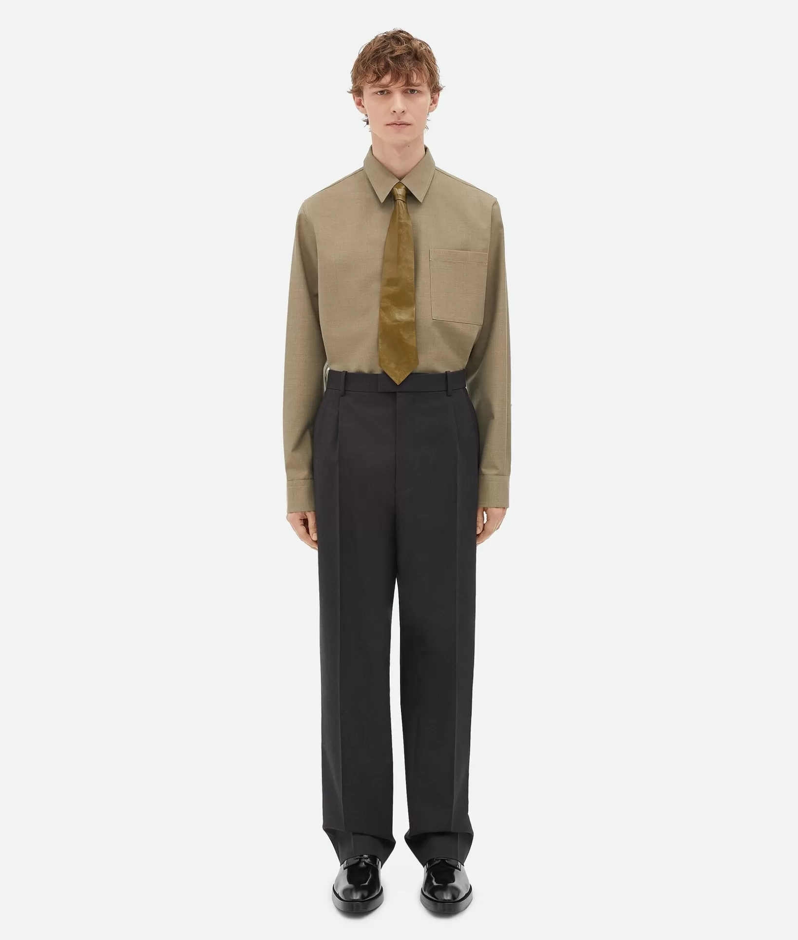 Trousers And Shorts>Bottega Veneta Light Tailored Wool Trousers Charcoal melange