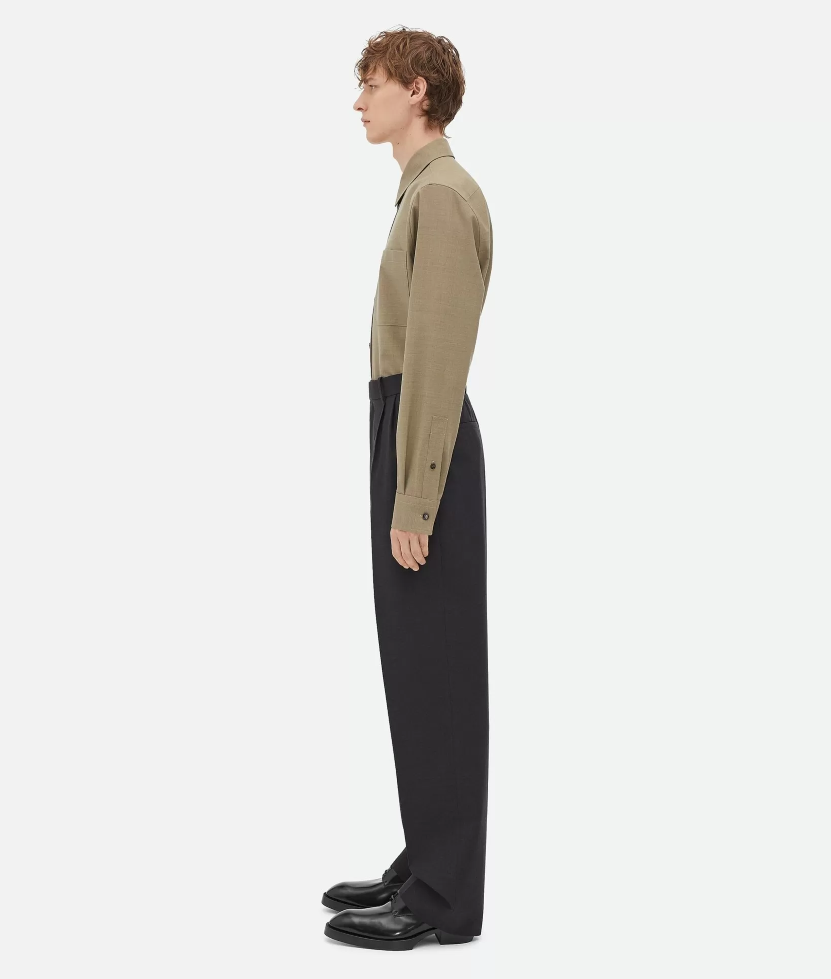 Trousers And Shorts>Bottega Veneta Light Tailored Wool Trousers Charcoal melange