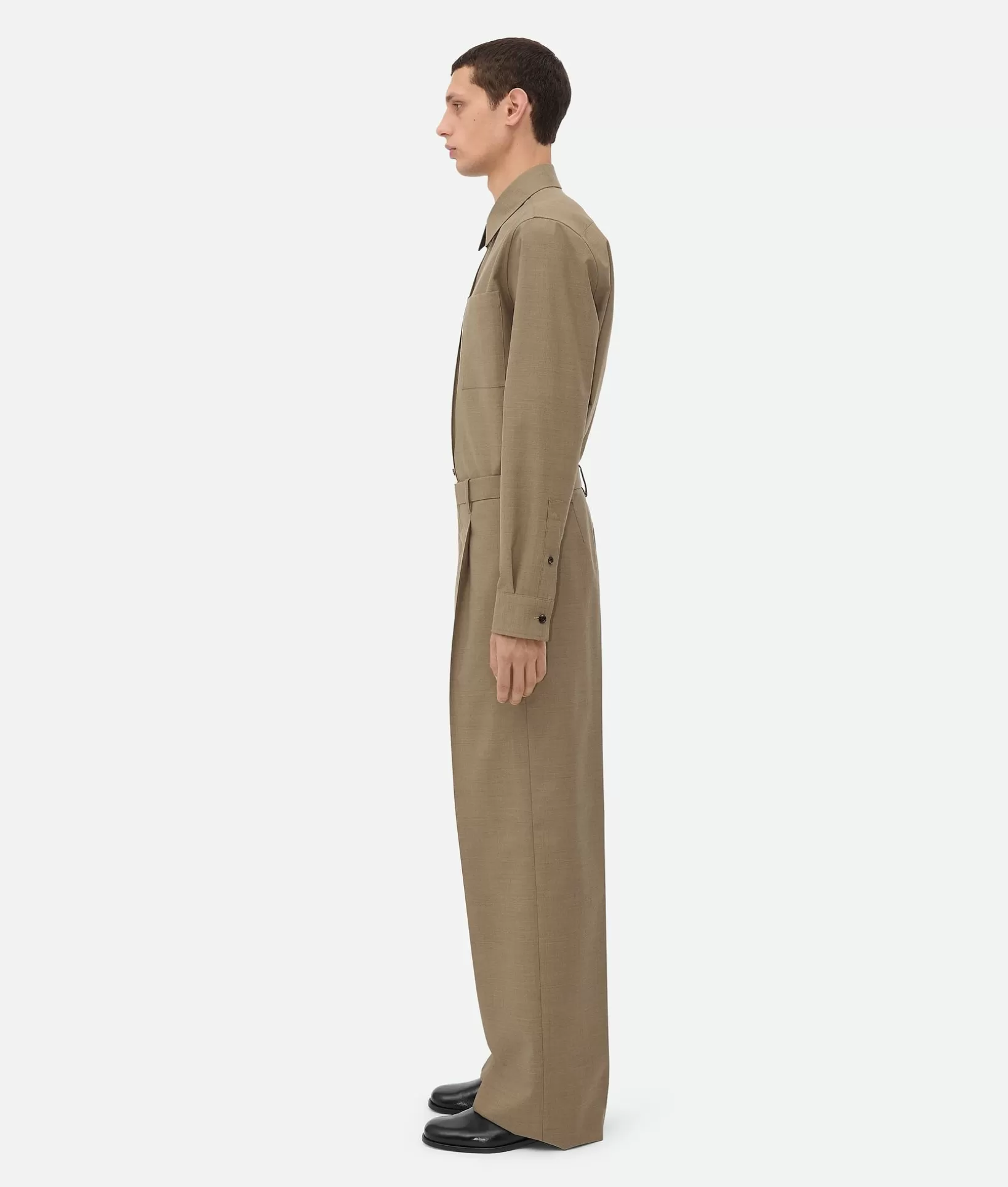 Trousers And Shorts>Bottega Veneta Light Tailored Wool Wide Leg Trousers Sage/camel melange