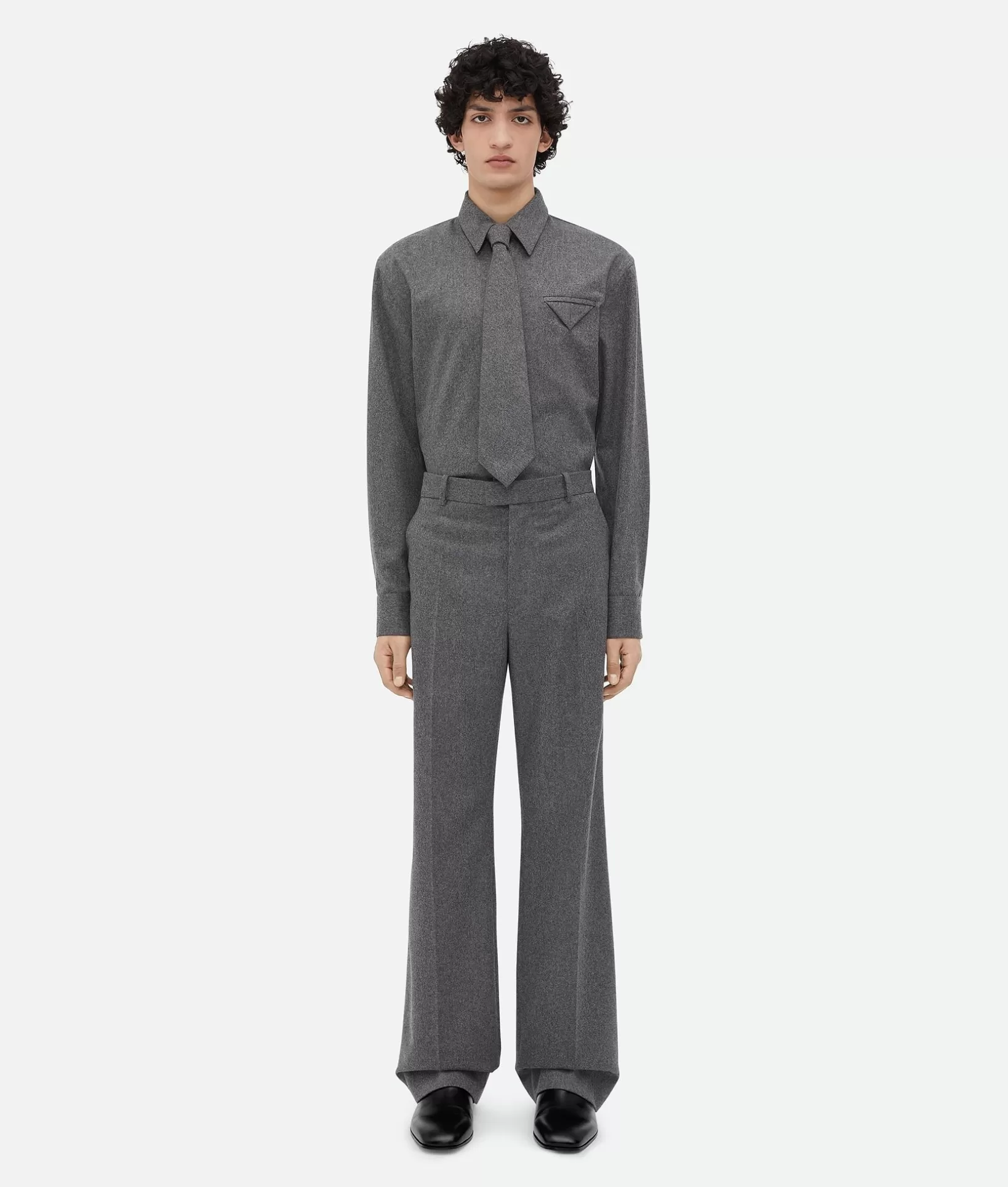 Trousers And Shorts>Bottega Veneta Light Wool Flannel Trousers Grey melange