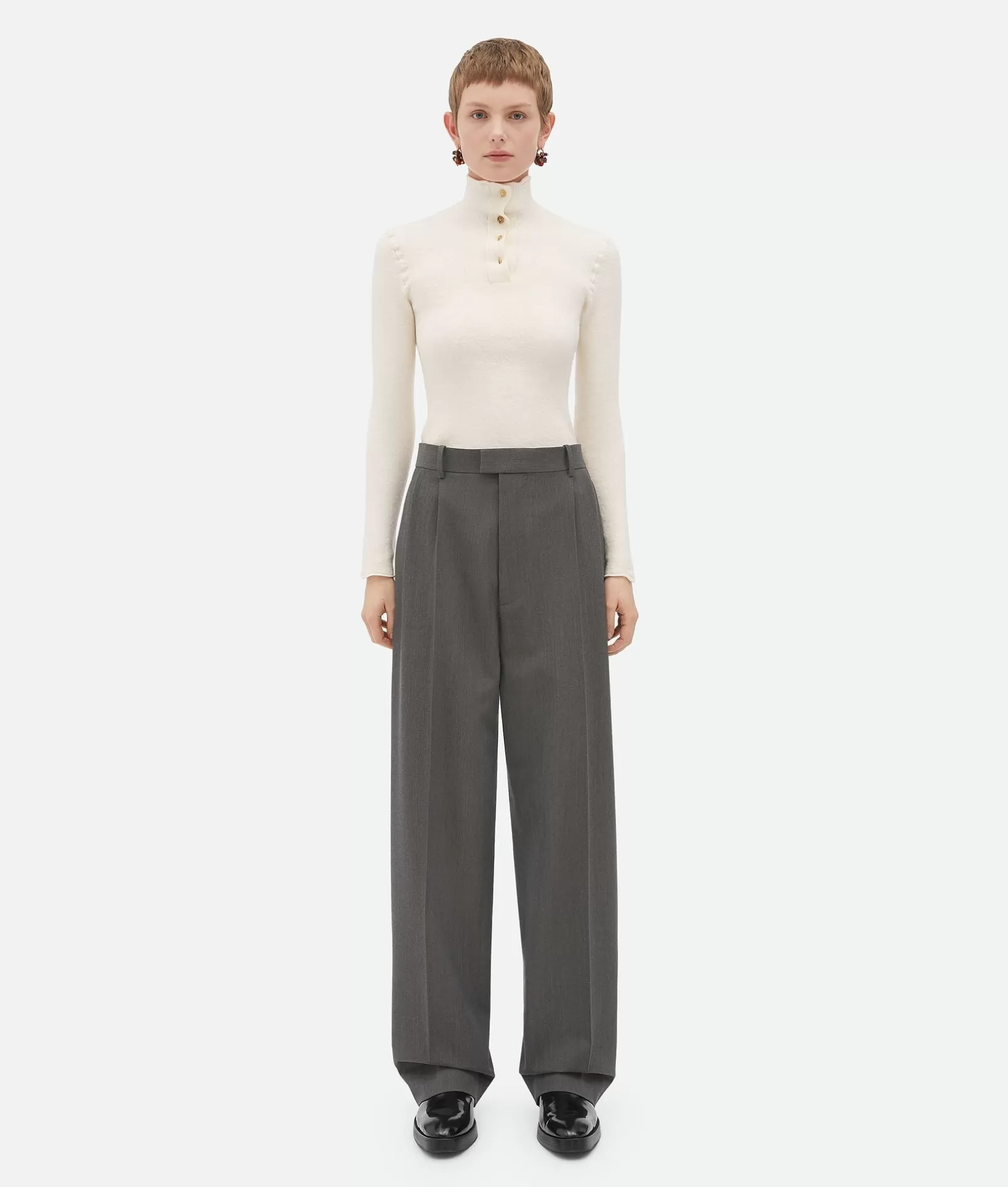 Trousers And Shorts>Bottega Veneta Light Wool Trousers Grey melange