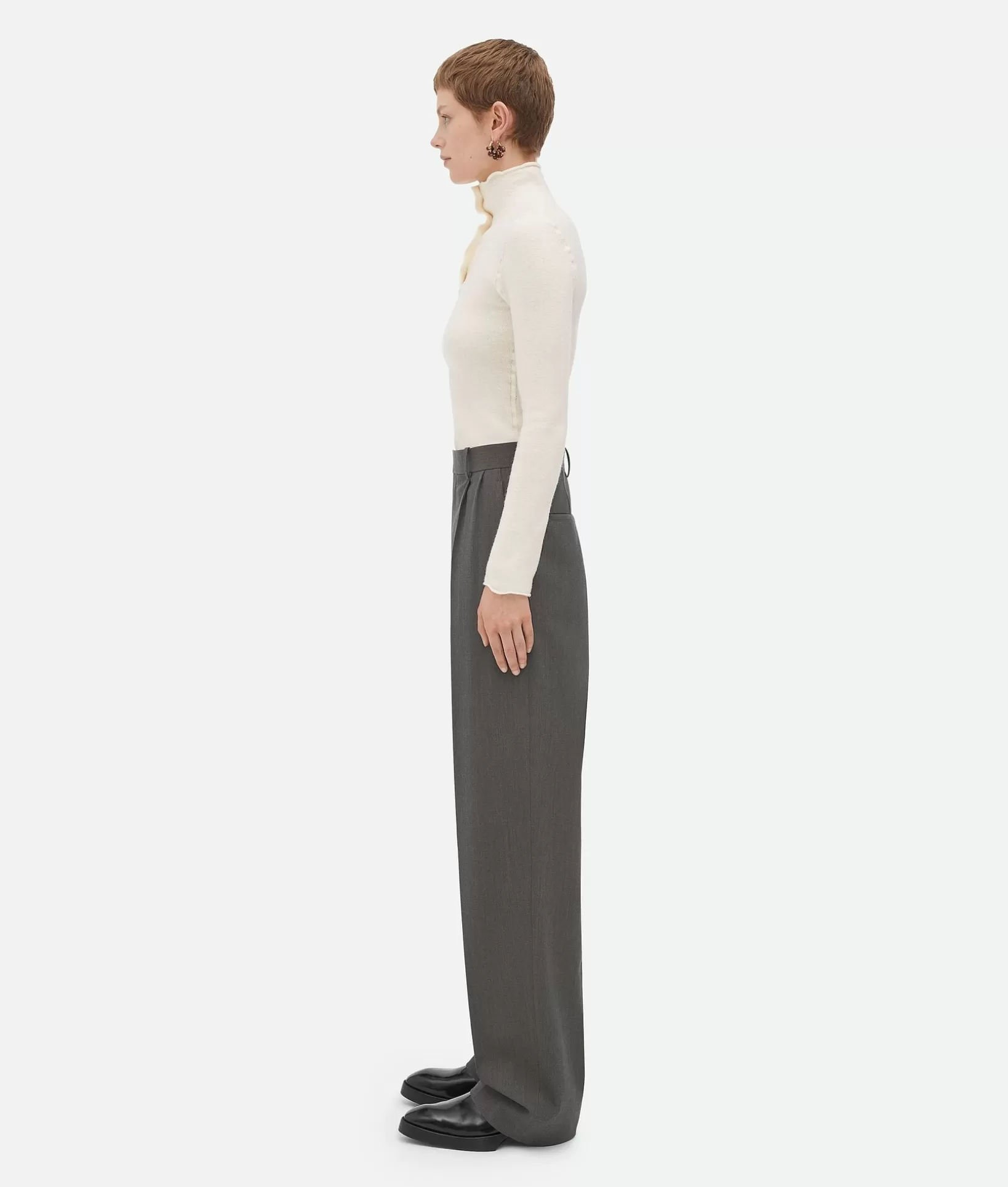 Trousers And Shorts>Bottega Veneta Light Wool Trousers Grey melange