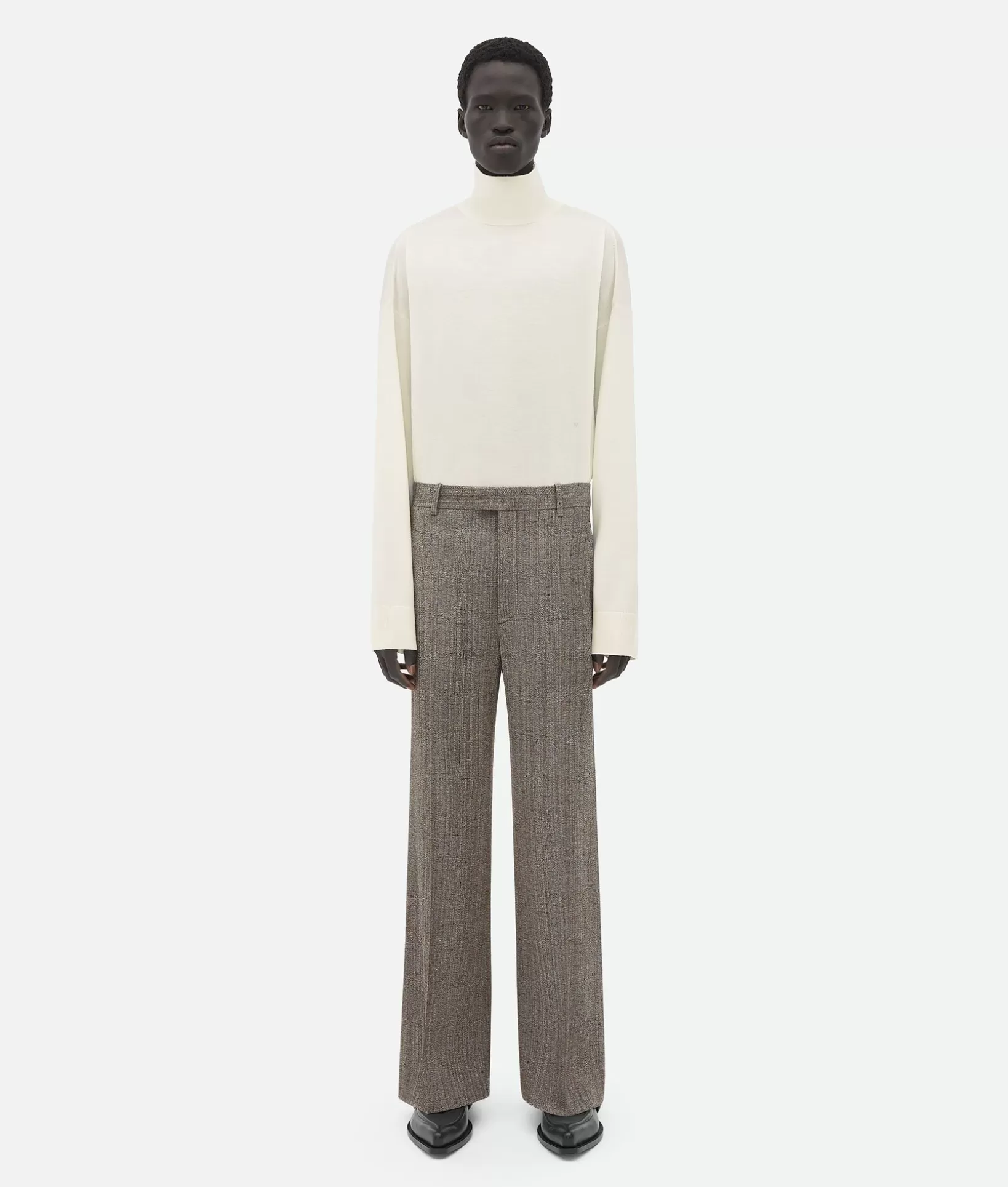 Knitwear>Bottega Veneta Light Wool Turtleneck Chalk