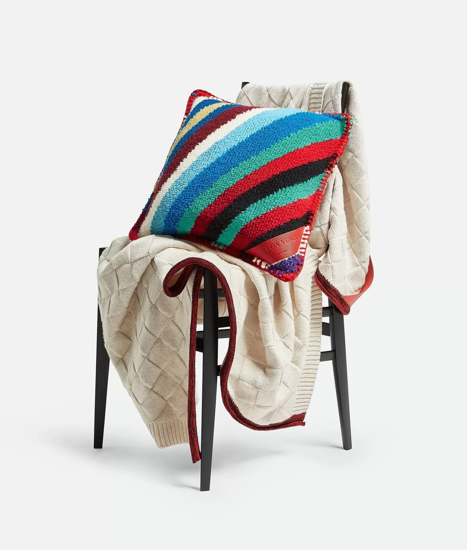 Cushions>Bottega Veneta Loopy Stripe Knit Cushion Multicolor