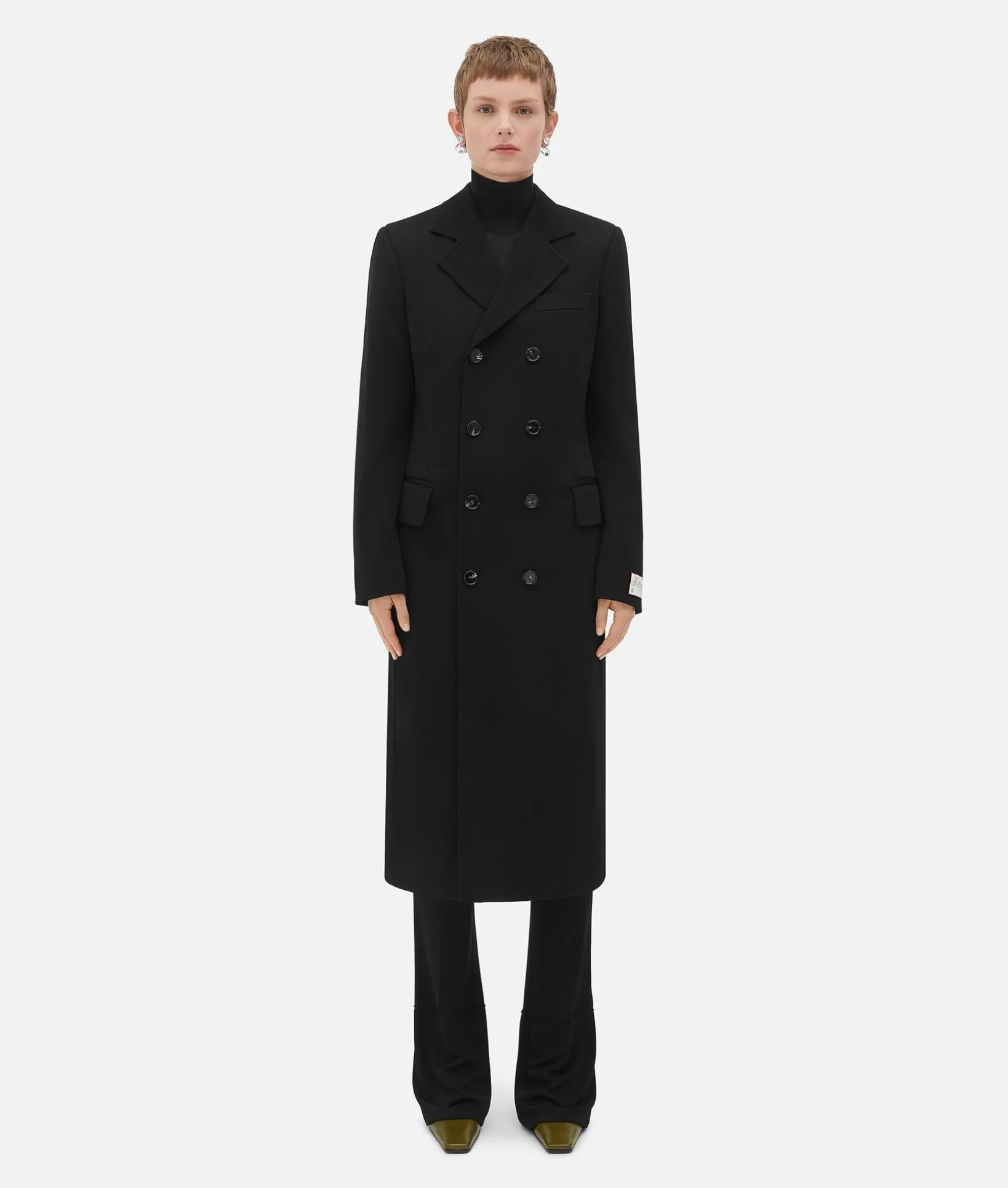 Coats>Bottega Veneta Matt Fluid Viscose Jersey Coat Black