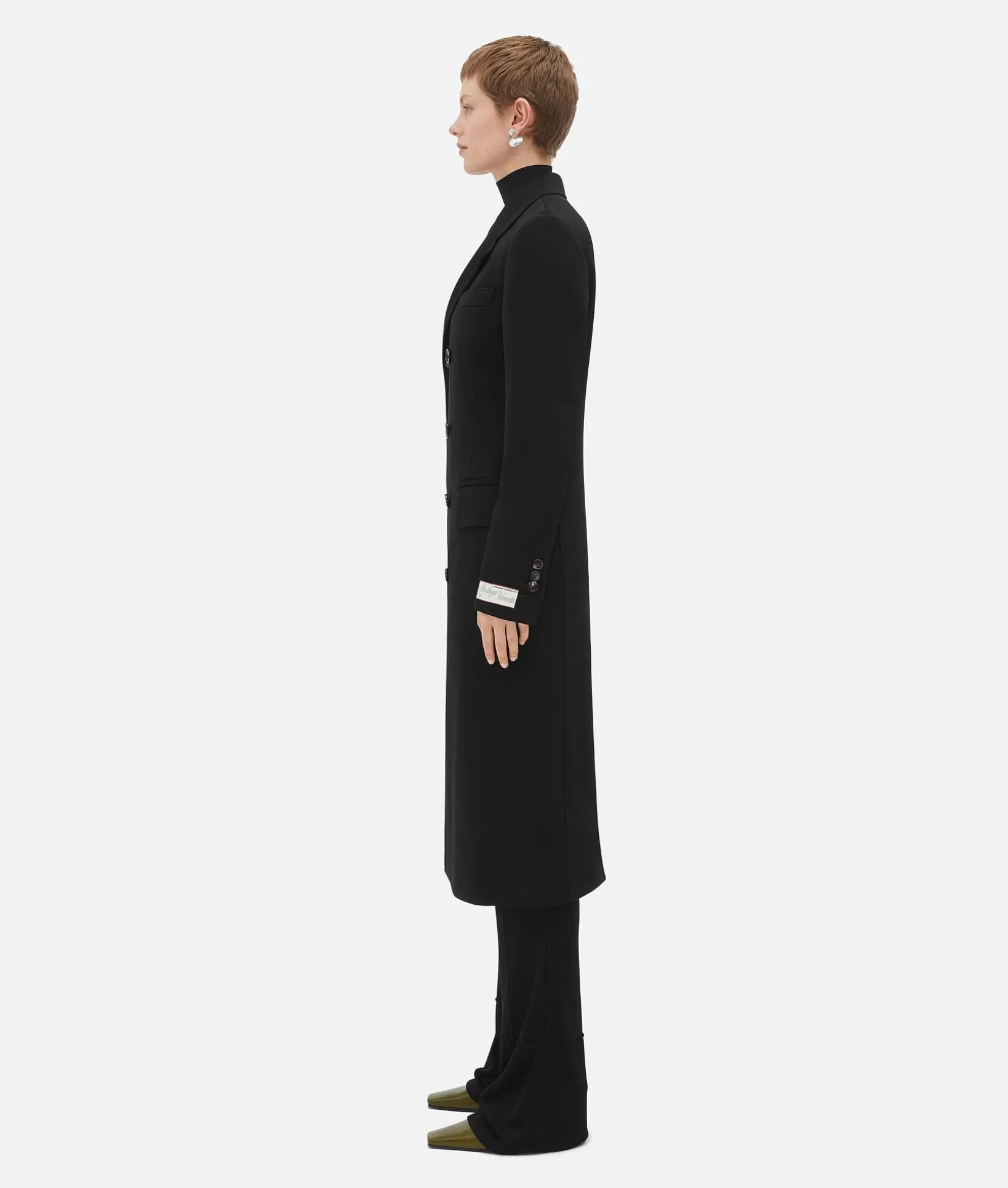 Coats>Bottega Veneta Matt Fluid Viscose Jersey Coat Black