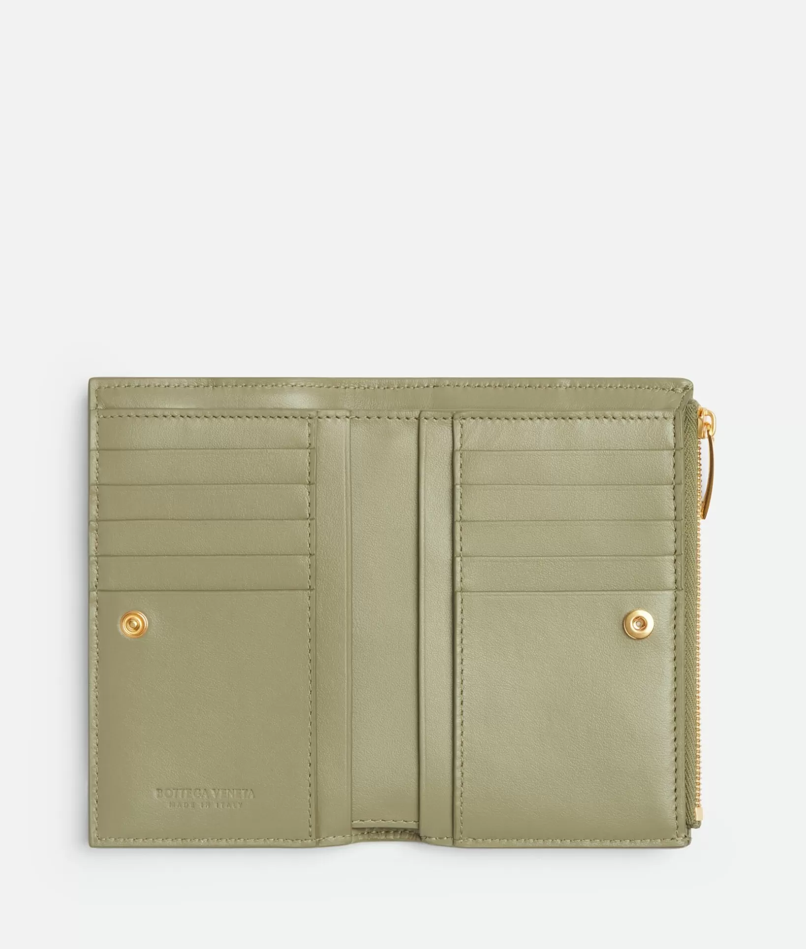 Long Wallets>Bottega Veneta Medium Cassette Bi-Fold Zip Wallet Travertine