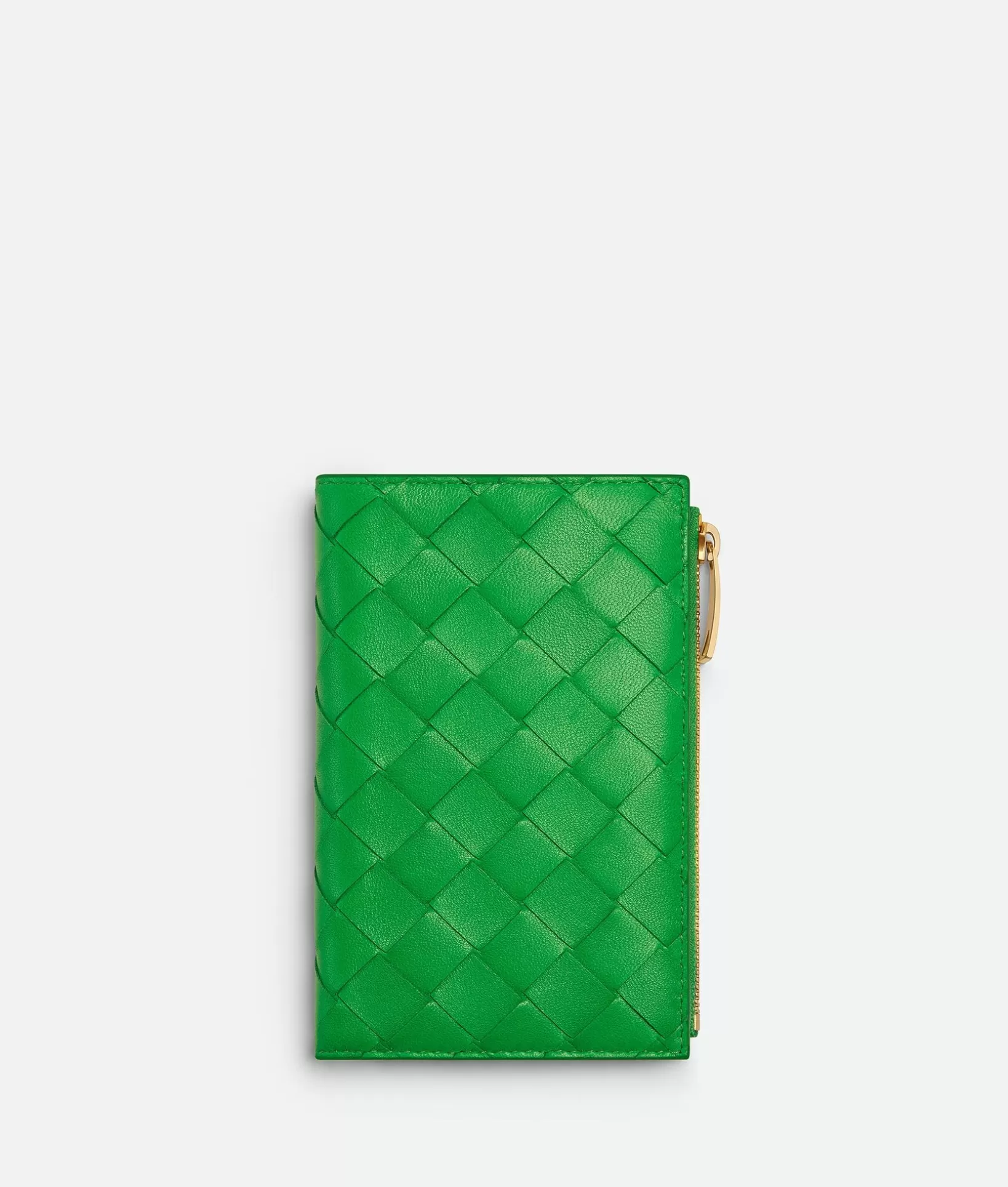 Long Wallets>Bottega Veneta Medium Intrecciato Bi-Fold Zip Wallet Parakeet