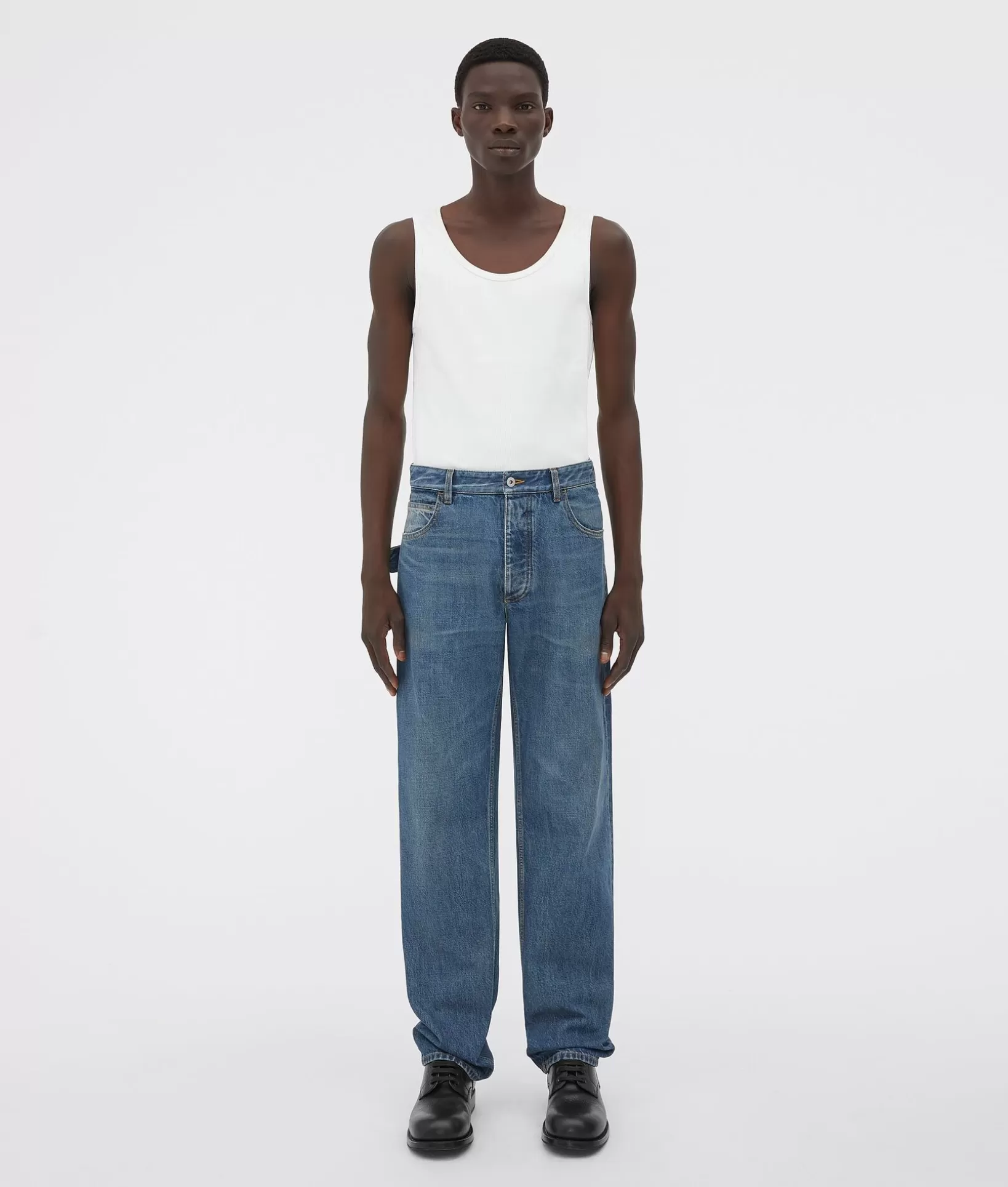 Denim | Trousers And Shorts>Bottega Veneta Medium Washed Straight Denim Original medium wash indigo