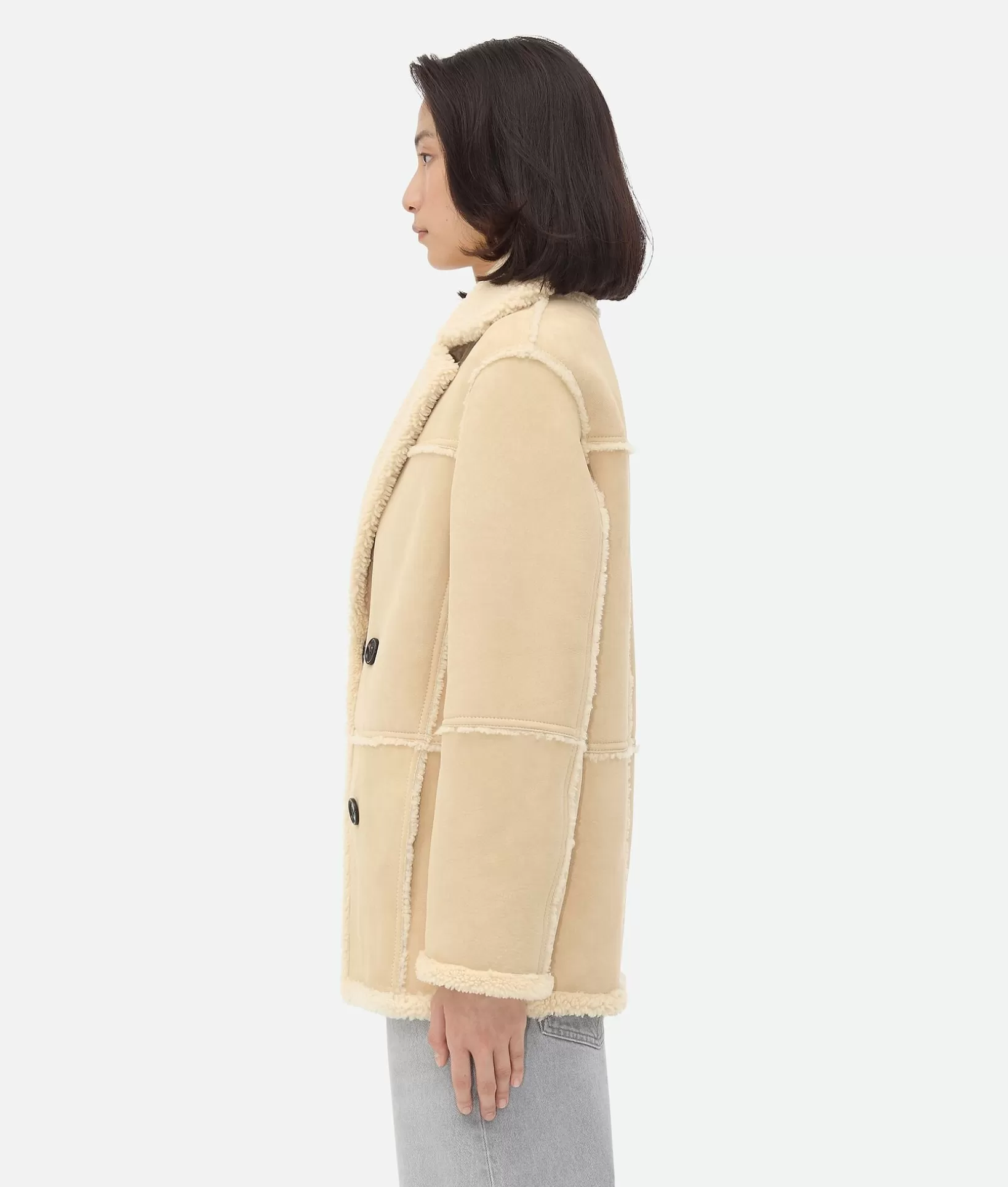 Jackets>Bottega Veneta Merino Shearling Blouson Beige