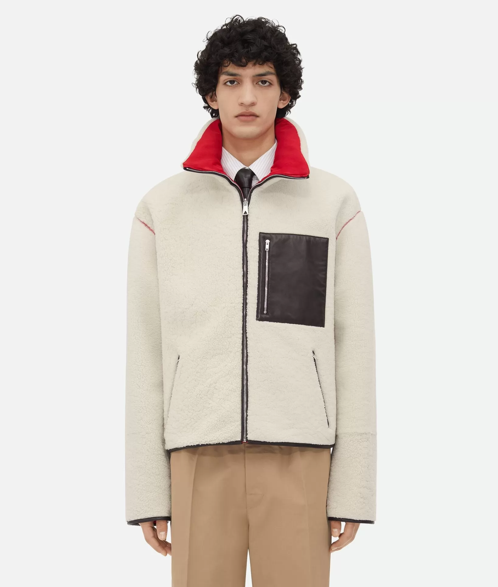 Jackets>Bottega Veneta Merino Shearling Jacket Popcorn