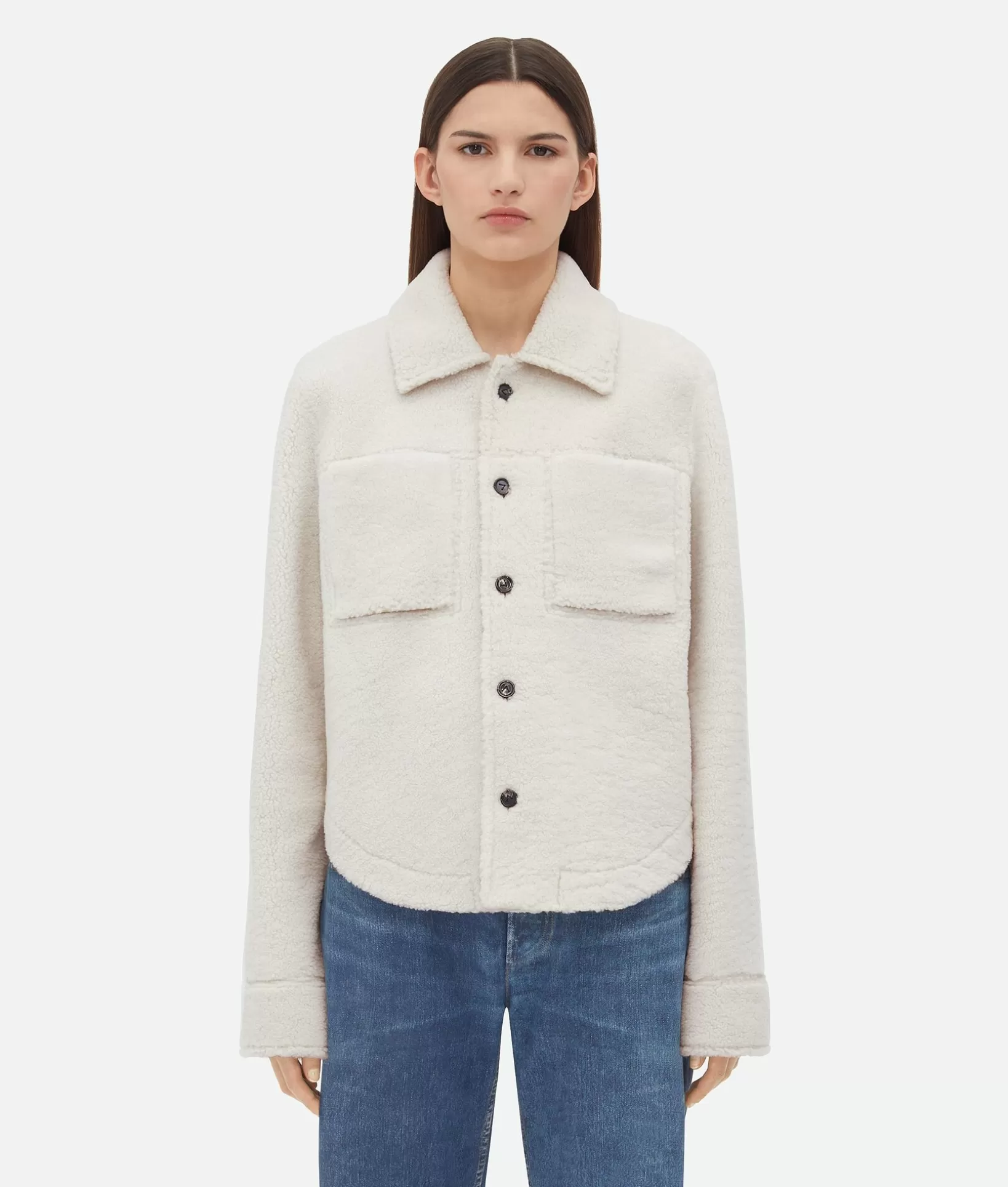 Jackets>Bottega Veneta Merino Shearling Jacket Popcorn