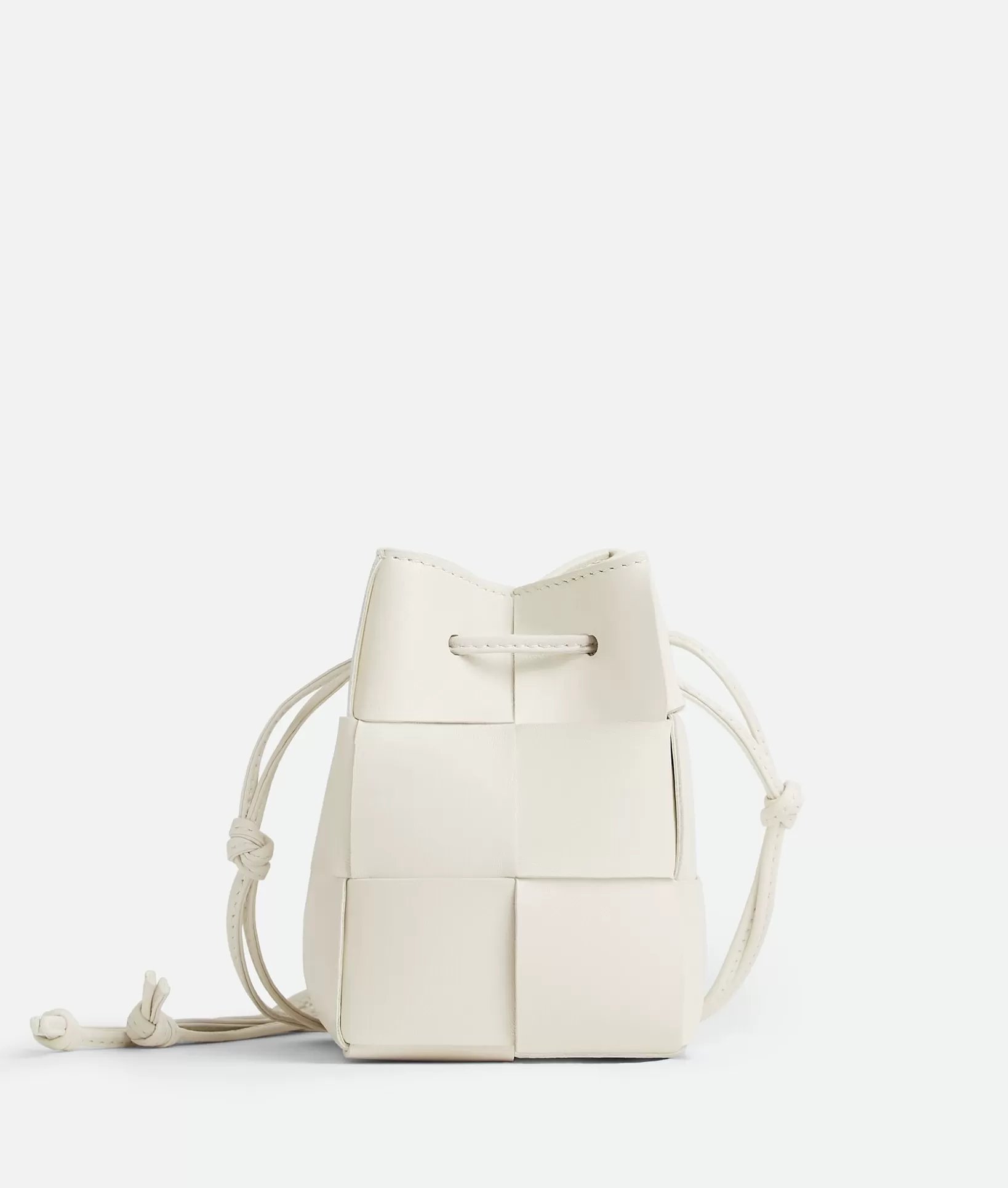 Mini>Bottega Veneta Mini Cassette Bucket Bag White