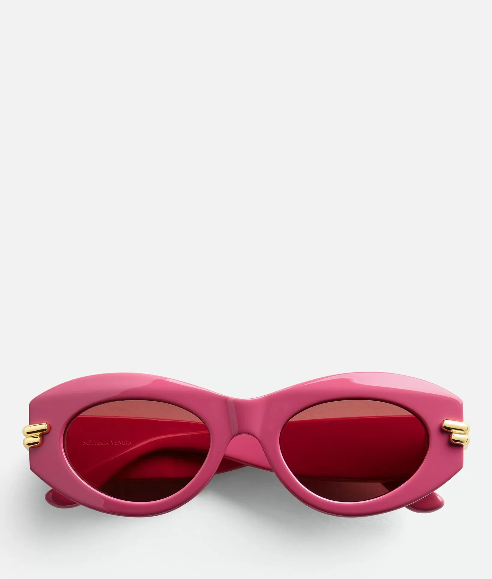 Sunglasses | Sunglasses>Bottega Veneta Mitre Oval Sunglasses Fuchsia/red