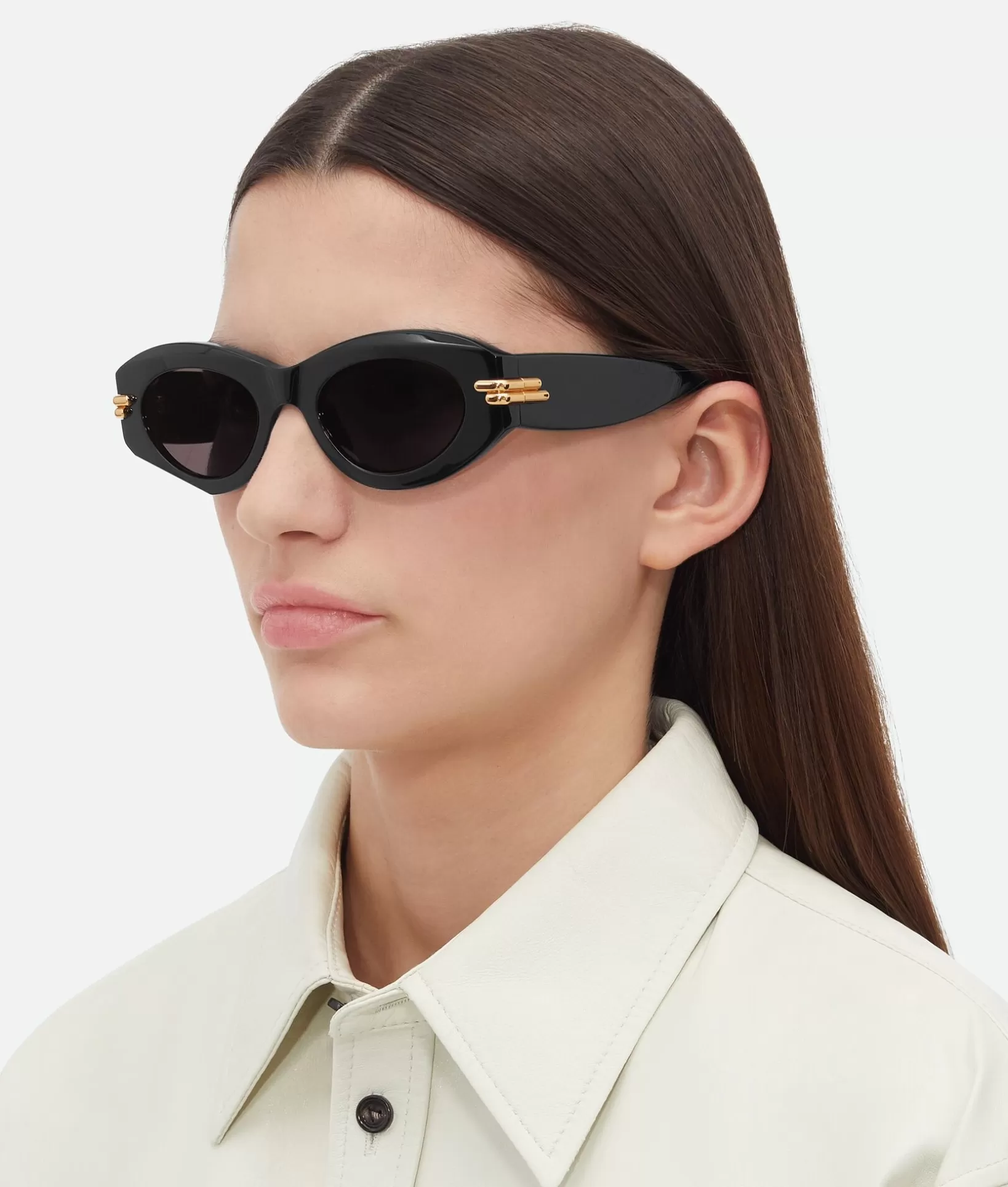 Sunglasses | Sunglasses>Bottega Veneta Mitre Oval Sunglasses Black/grey