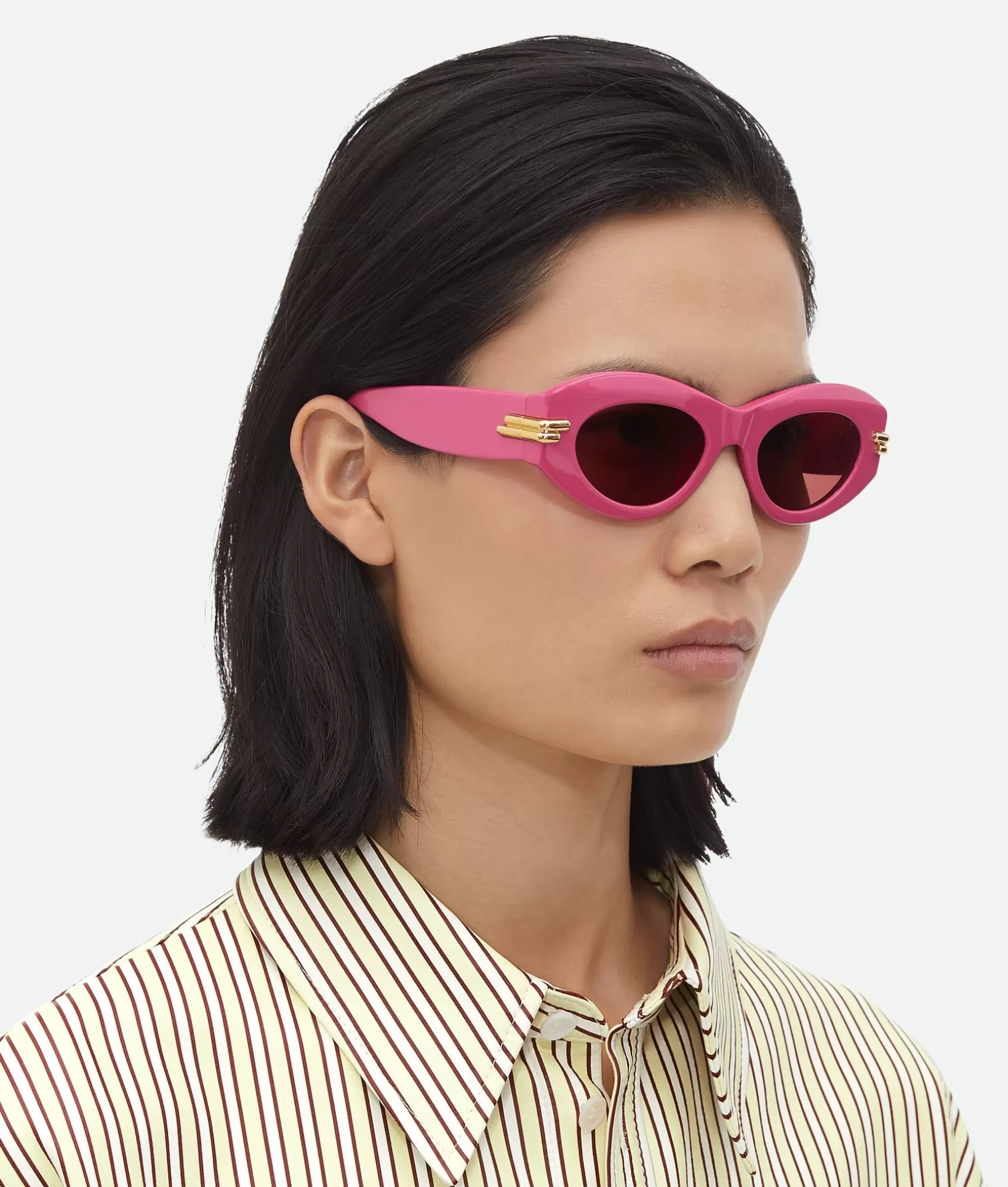 Sunglasses | Sunglasses>Bottega Veneta Mitre Oval Sunglasses Fuchsia/red