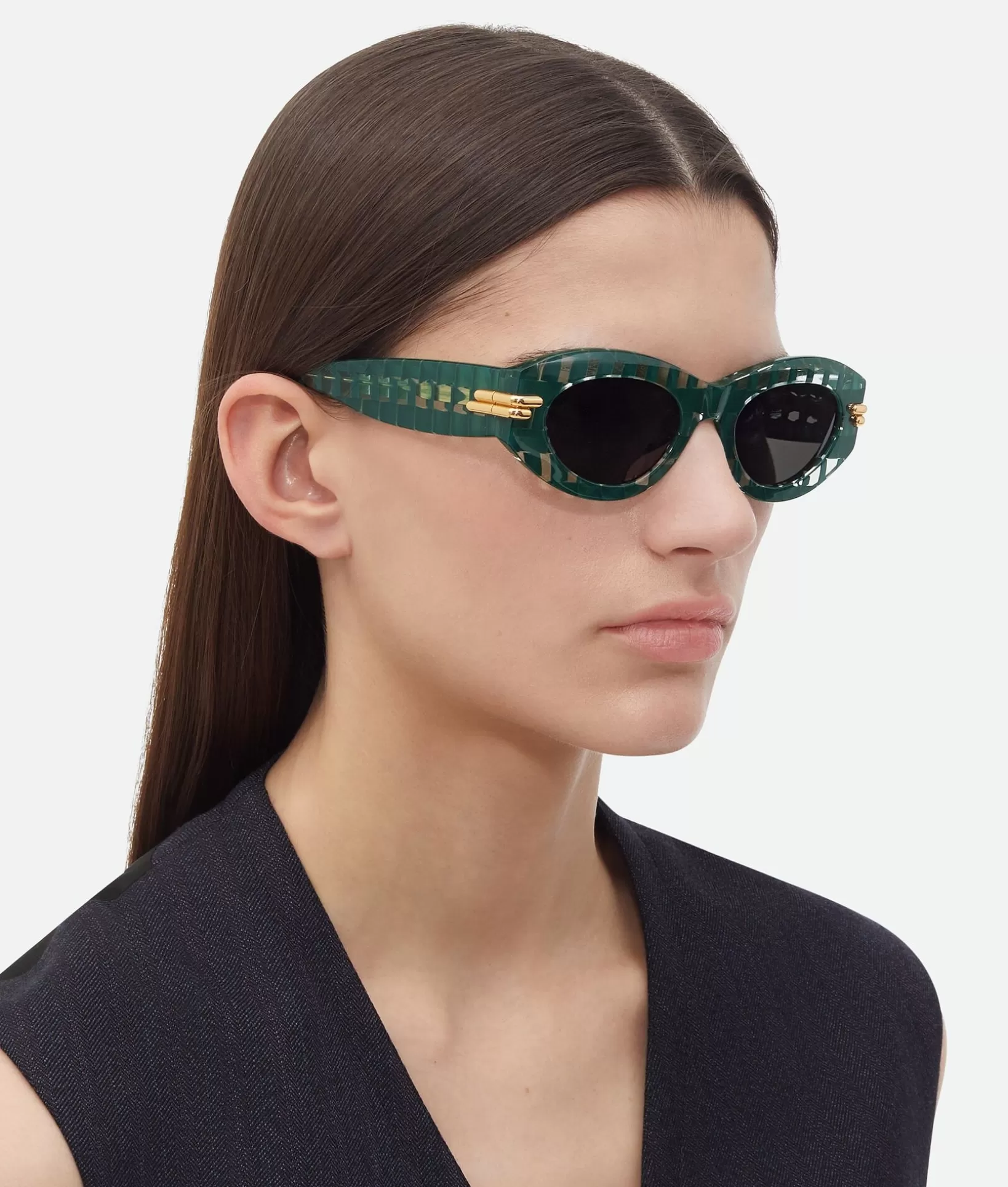 Sunglasses | Sunglasses>Bottega Veneta Mitre Oval Sunglasses Green