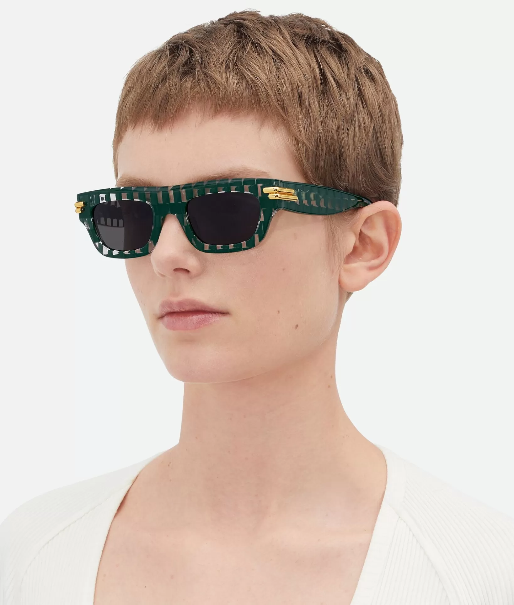 Sunglasses | Sunglasses>Bottega Veneta Mitre Square Sunglasses Green