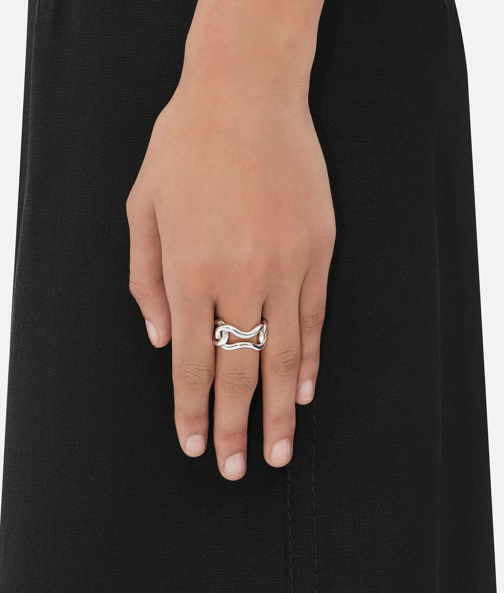 Rings>Bottega Veneta Nest Chain Ring Silver