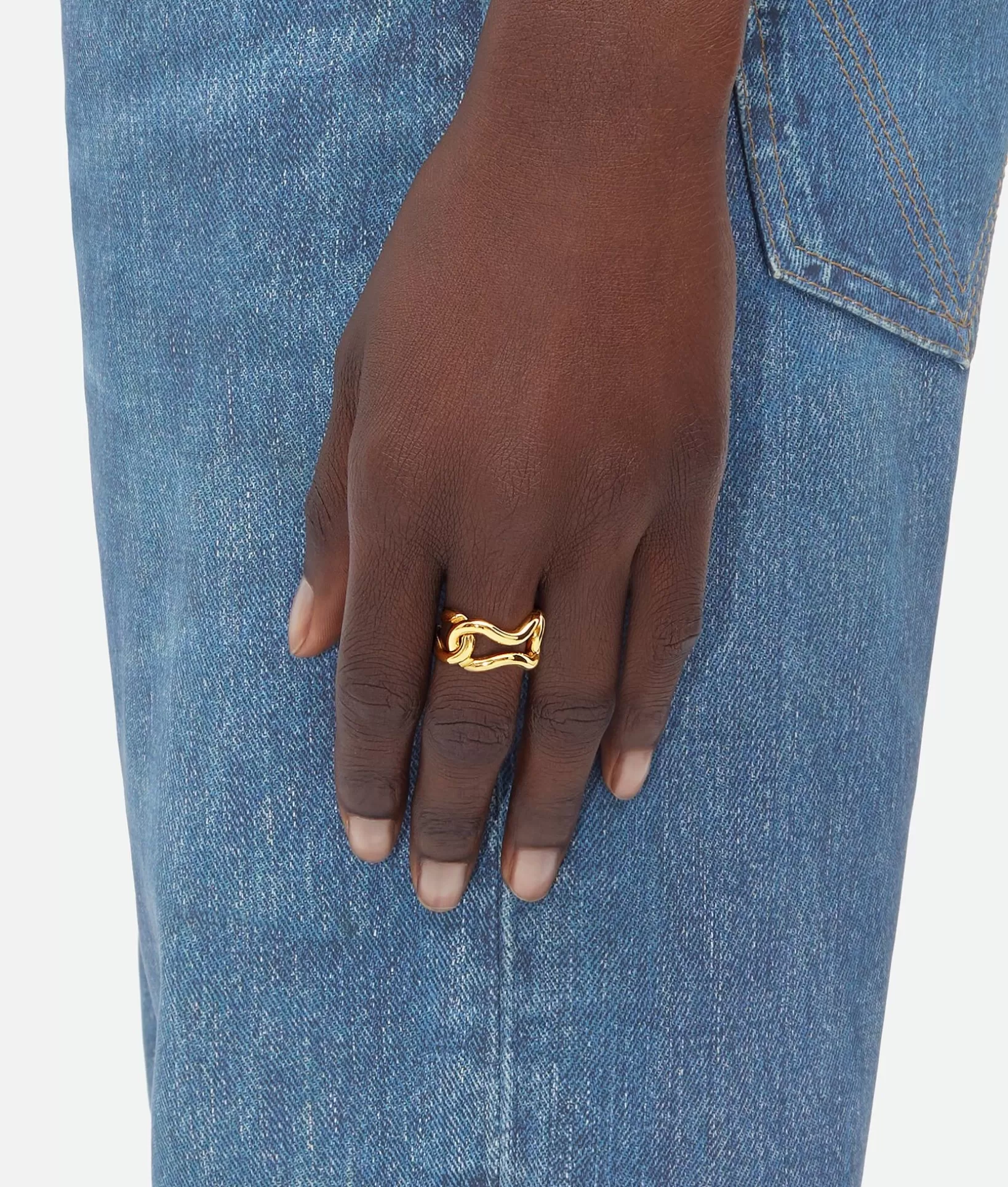 Rings>Bottega Veneta Nest Chain Ring Yellow gold