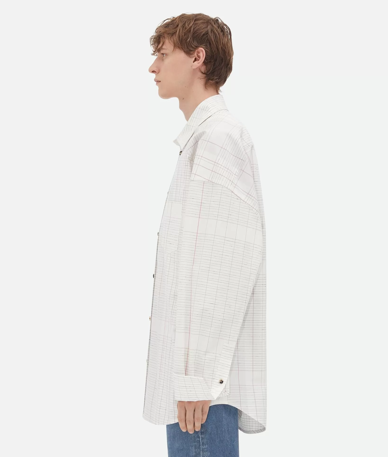 Shirts>Bottega Veneta Notebook Cotton Shirt Off white/pink