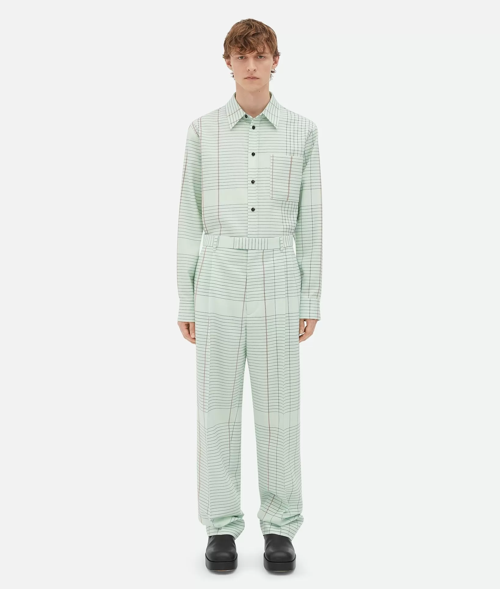 Trousers And Shorts>Bottega Veneta Notebook Wool Twill Trousers Dewdrop/pink/blue