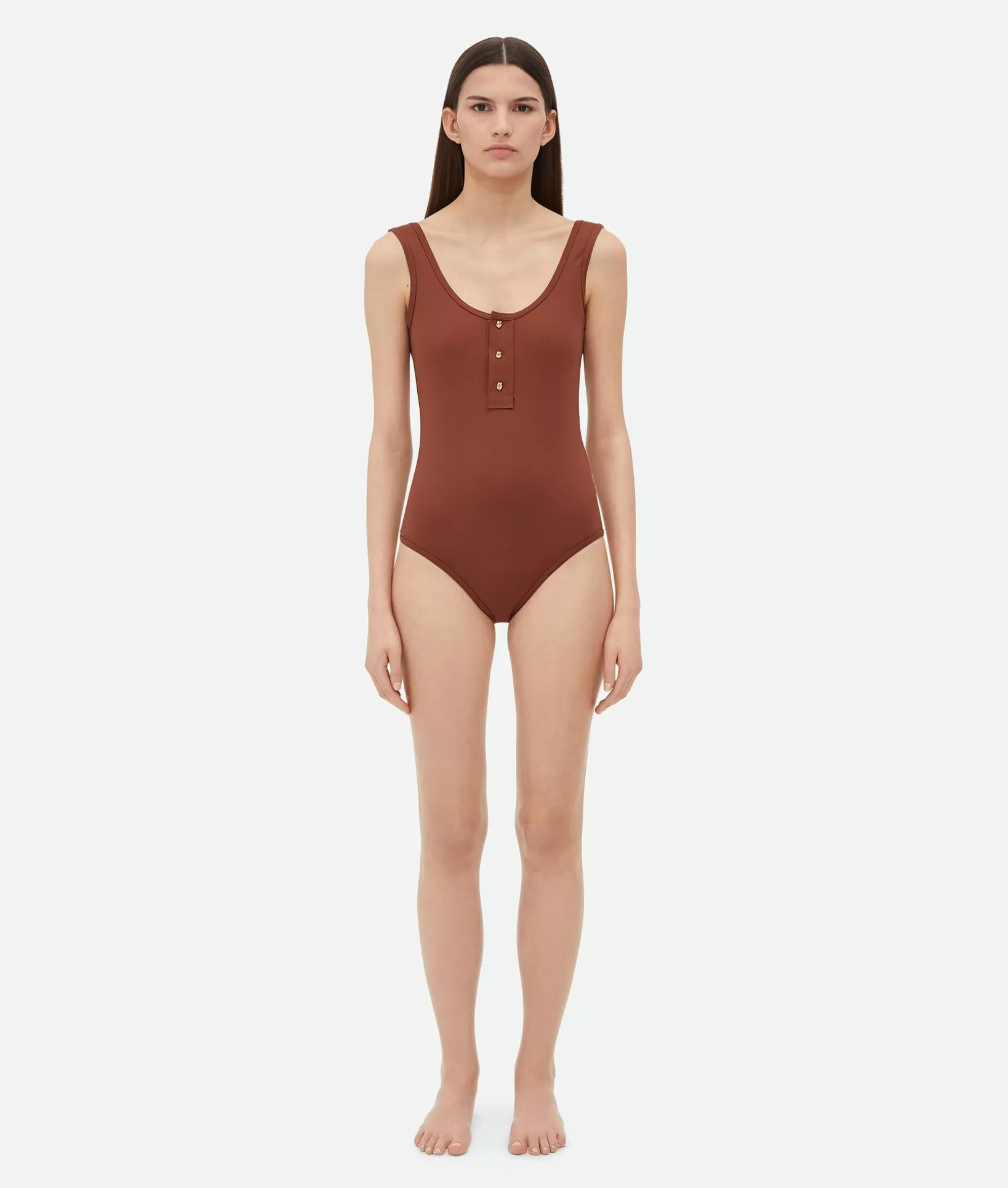 Swimwear>Bottega Veneta Nylon Swimsuit Pecan