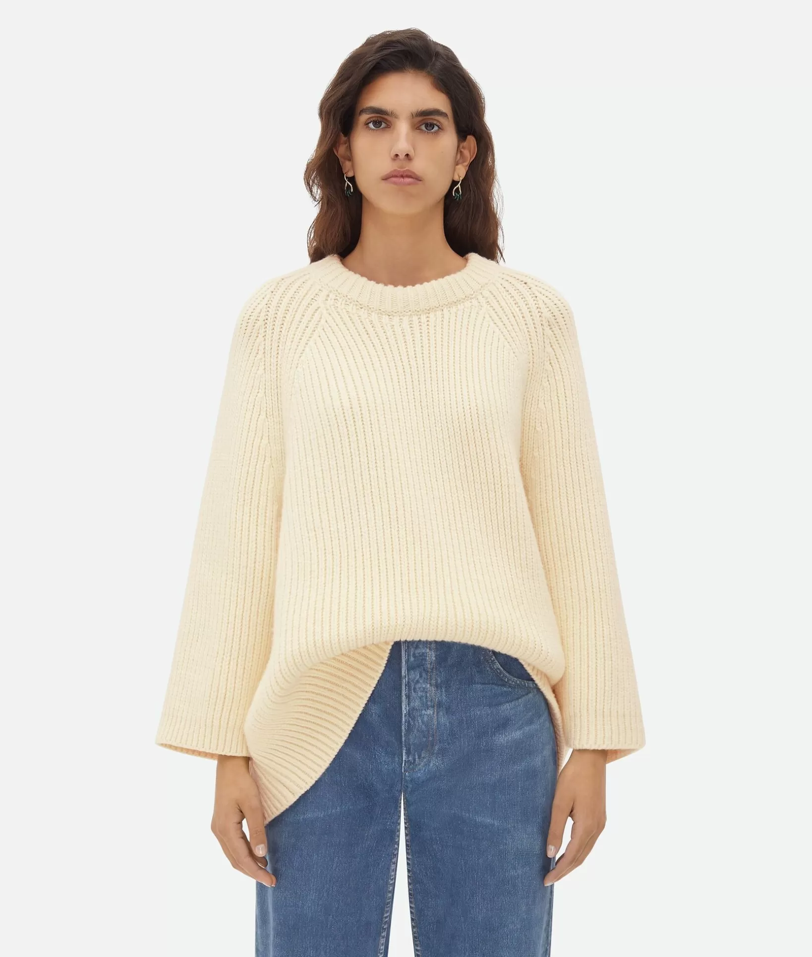 Knitwear>Bottega Veneta Oversized Wool Cashmere T-Shirt Dove