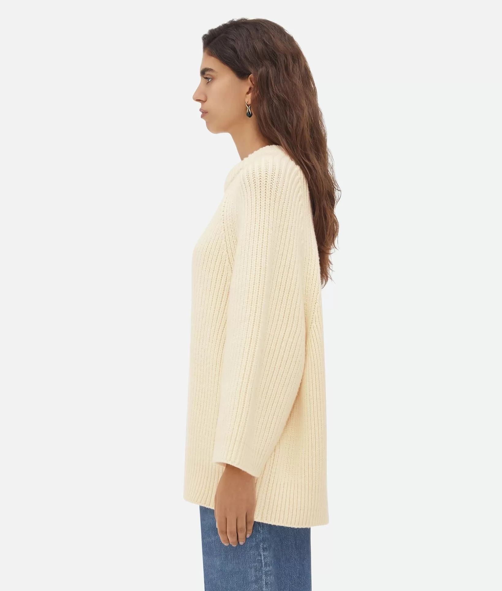 Knitwear>Bottega Veneta Oversized Wool Cashmere T-Shirt Dove