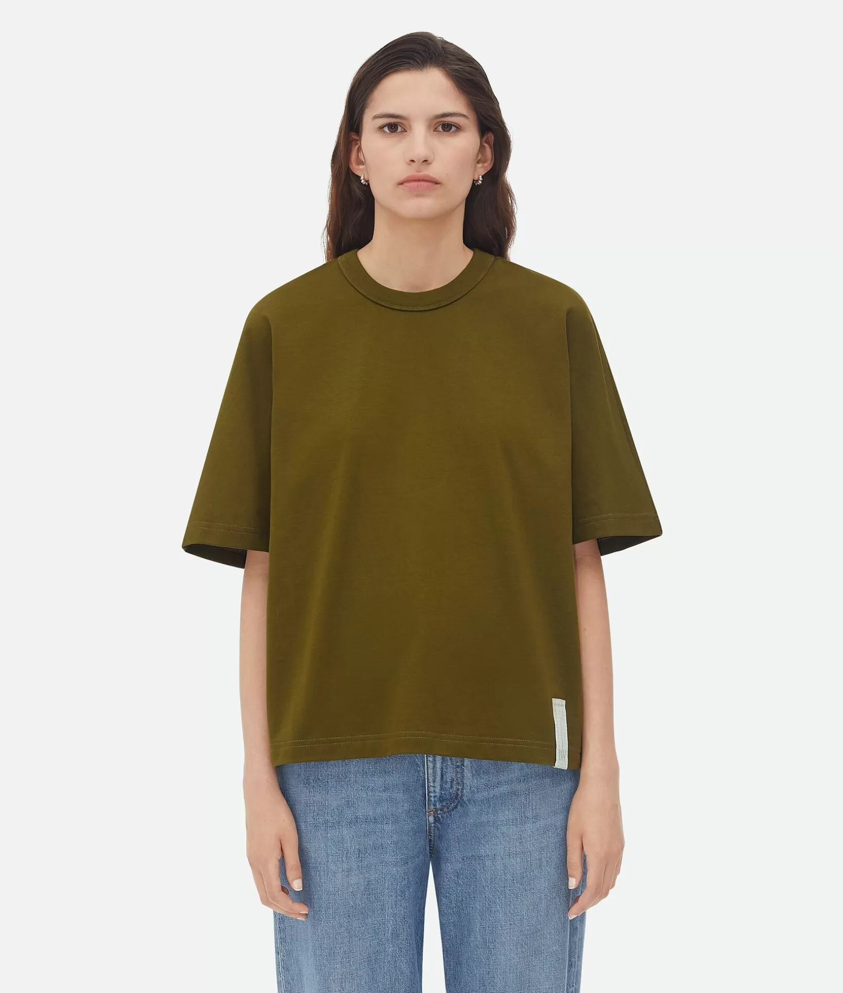 Tops And T-Shirts>Bottega Veneta Pima Cotton Jersey T-Shirt Olive oil