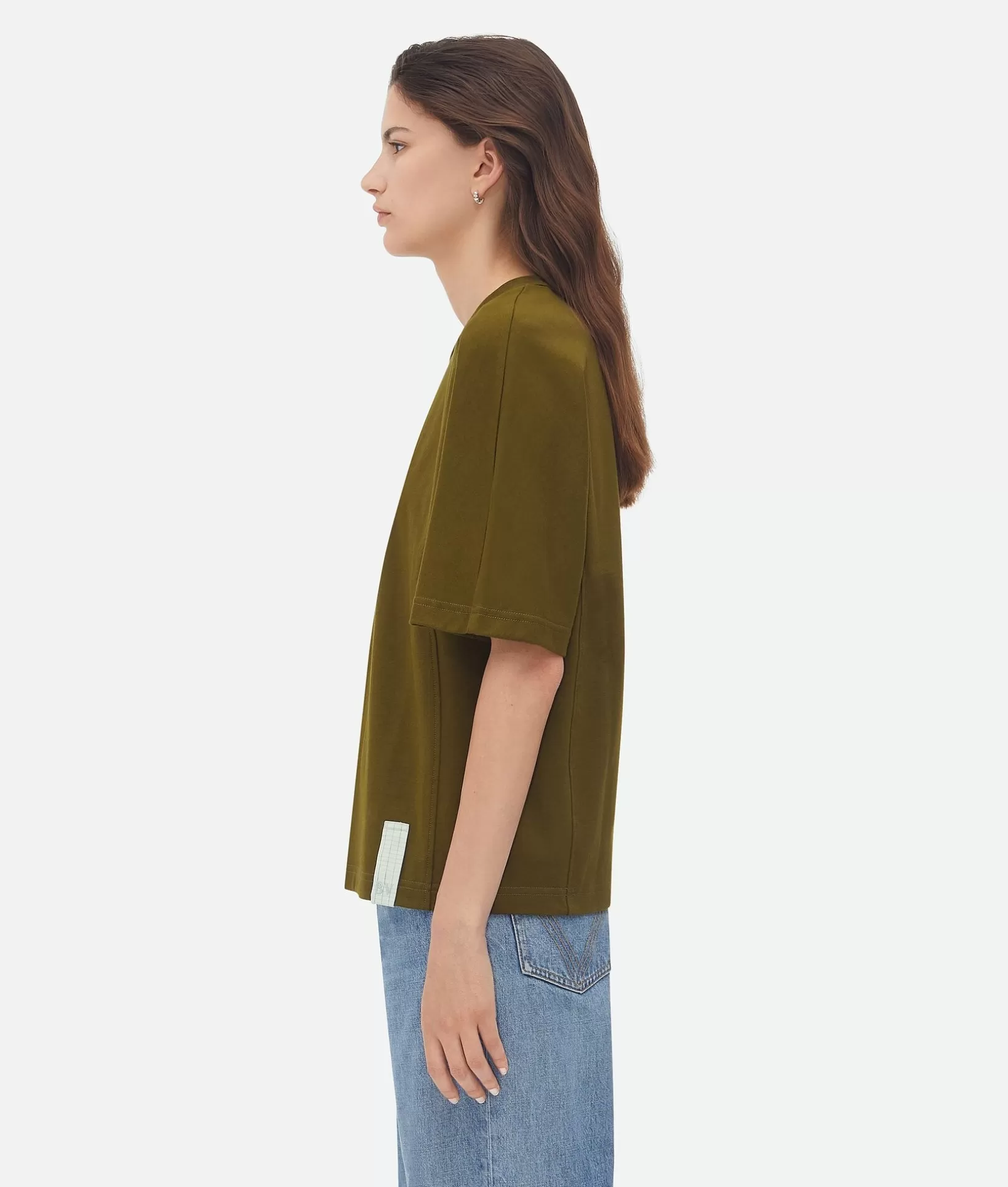 Tops And T-Shirts>Bottega Veneta Pima Cotton Jersey T-Shirt Olive oil