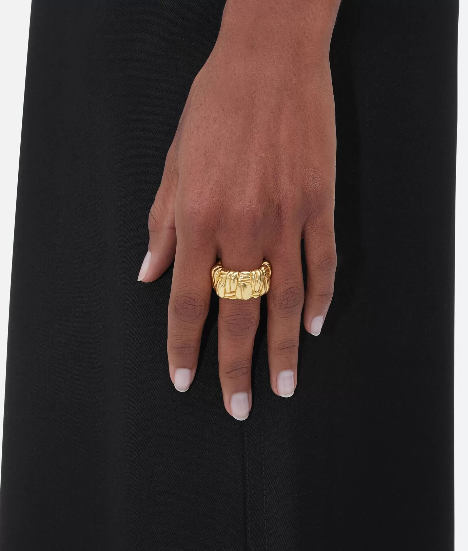 Rings>Bottega Veneta Pleat Ring Yellow gold