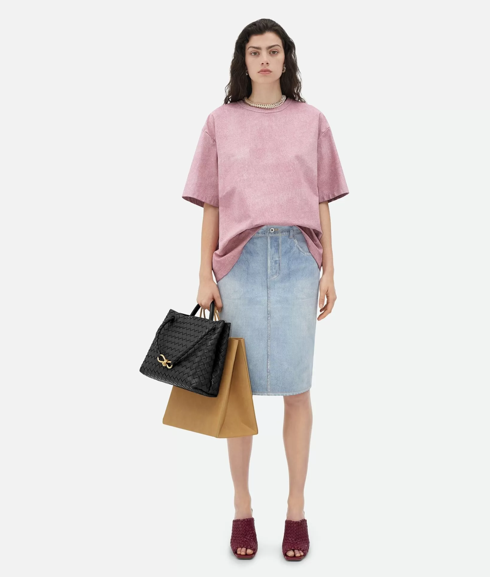 Tops And T-Shirts | Leather>Bottega Veneta Printed Leather Relaxed Jersey T-Shirt Gloss