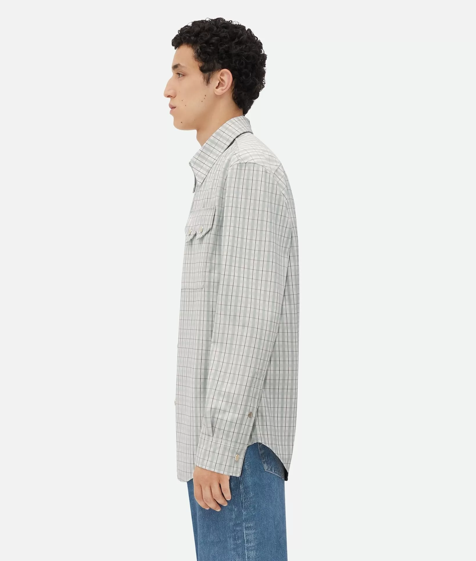 Shirts | Leather>Bottega Veneta Printed Leather Shirt White/grey/mint