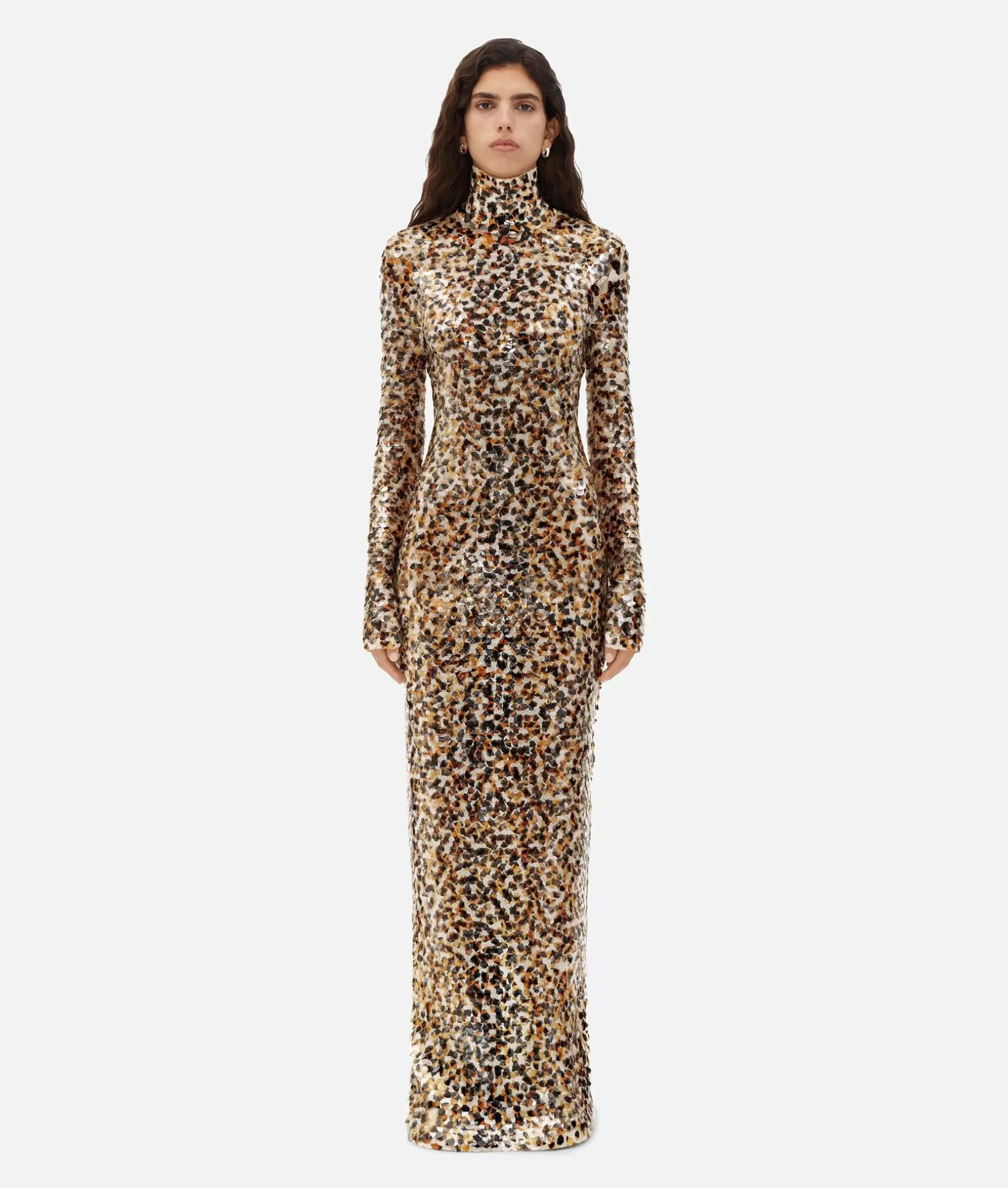 Dresses>Bottega Veneta Printed Sequins Cotton Dress Cob/black