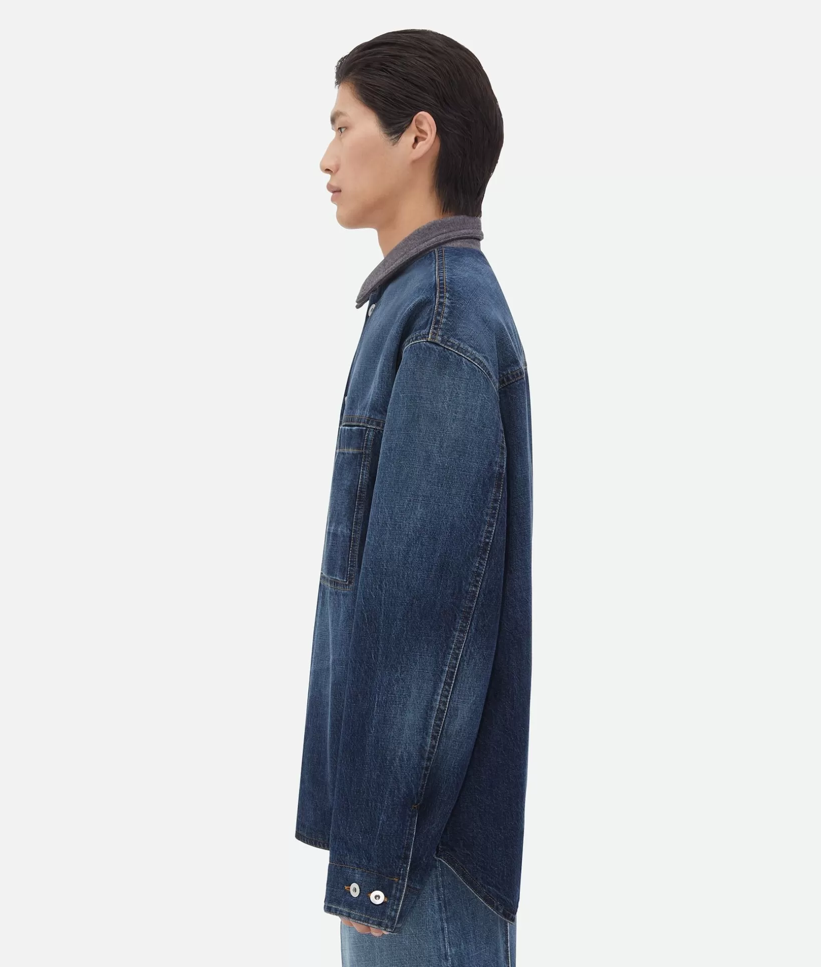 Denim | Jackets>Bottega Veneta Reversible Wool Denim Jacket Mid blue/grey melange