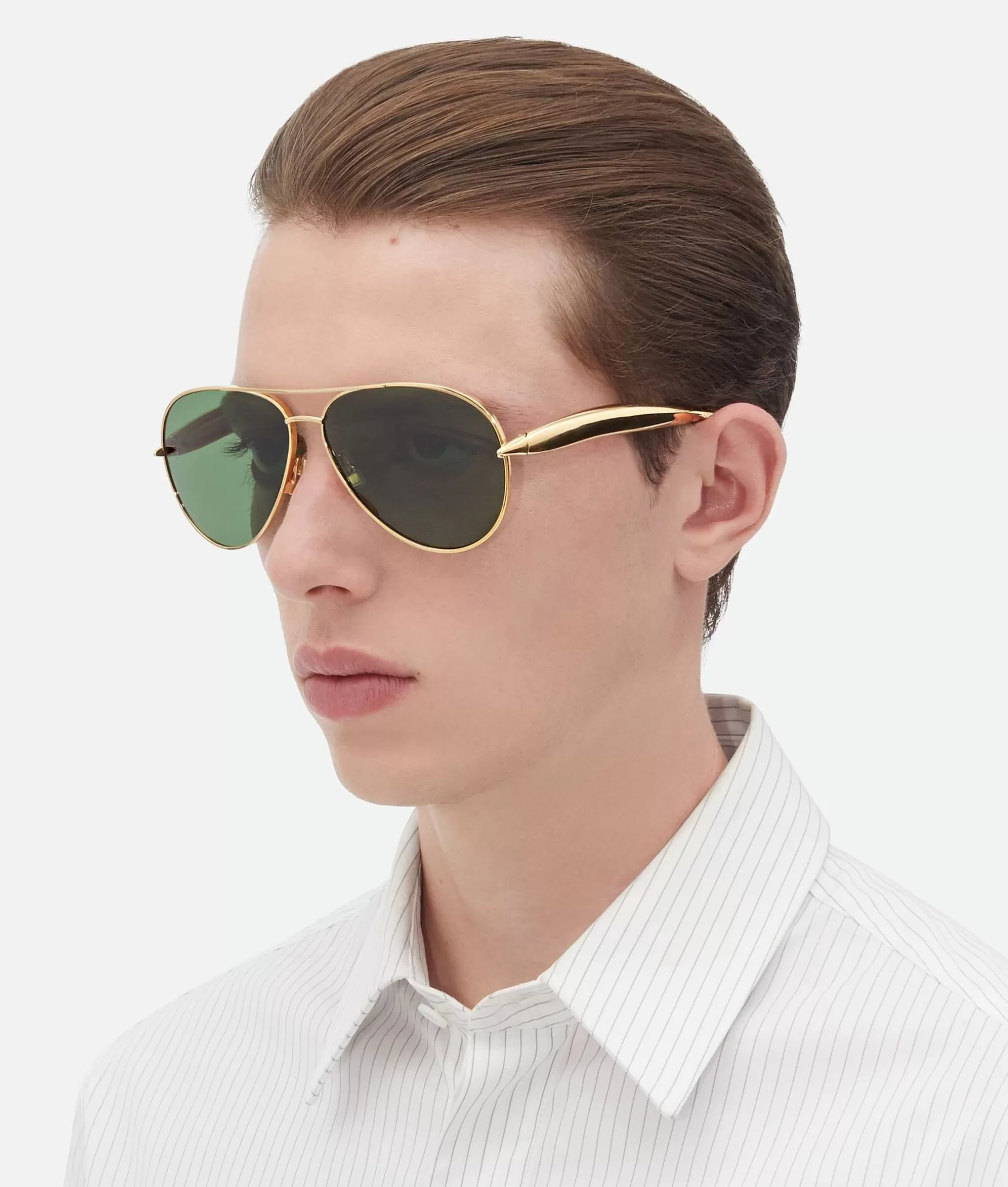 Sunglasses | Sunglasses>Bottega Veneta Sardine Aviator Sunglasses Gold/green