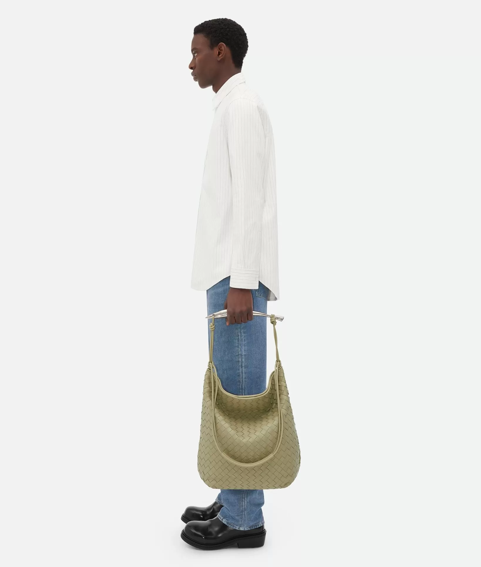 Shoulder>Bottega Veneta Sardine Hobo Travertine