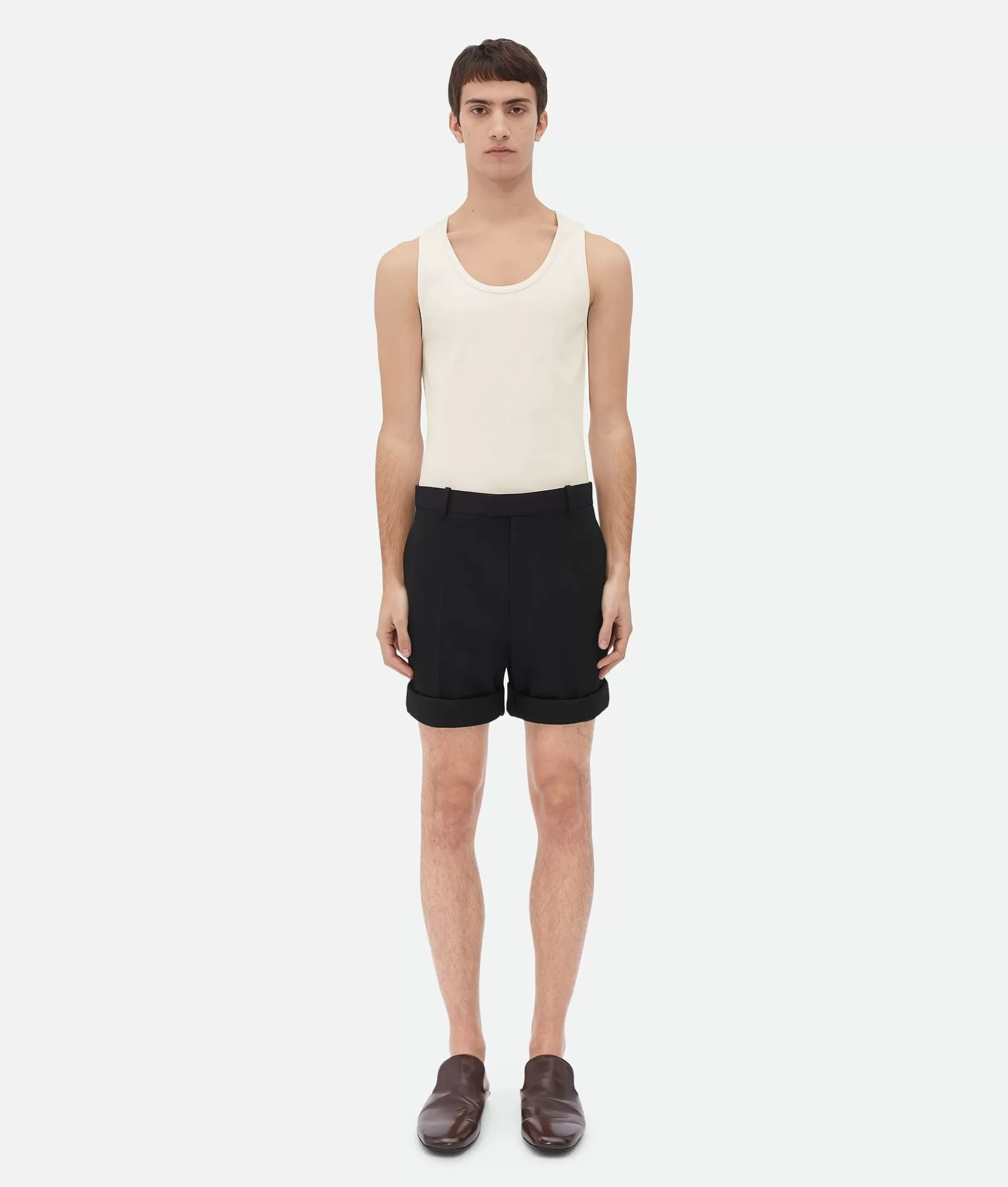 Trousers And Shorts>Bottega Veneta Sartorial Grain De Poudre Shorts Black